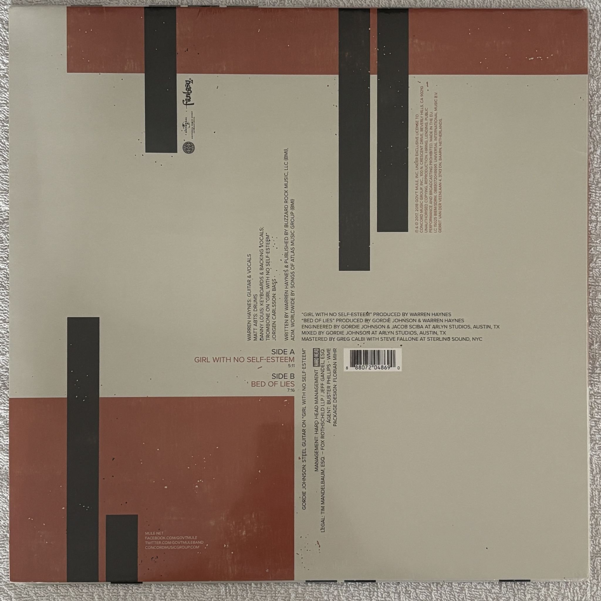 Omslagsbild för skivan GOV'T MULE Girl With No Self-Esteem LP Fantasy 0888072048690