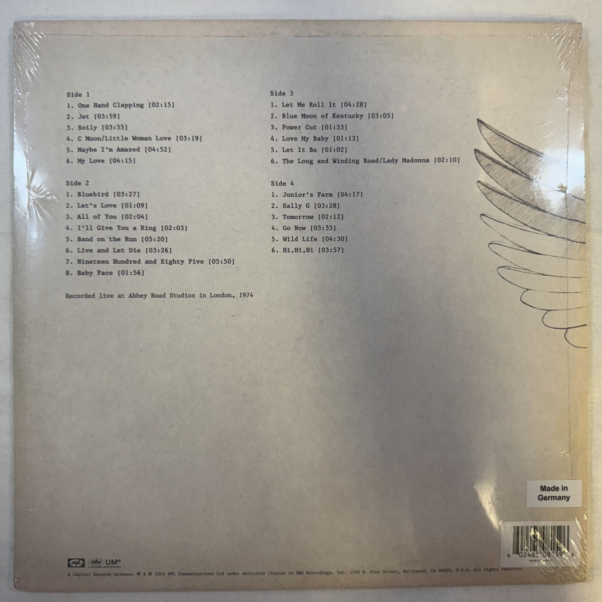 Omslagsbild för skivan PAUL McCARTNEY & WINGS one hand clapping 2XLP -2024 602465081596