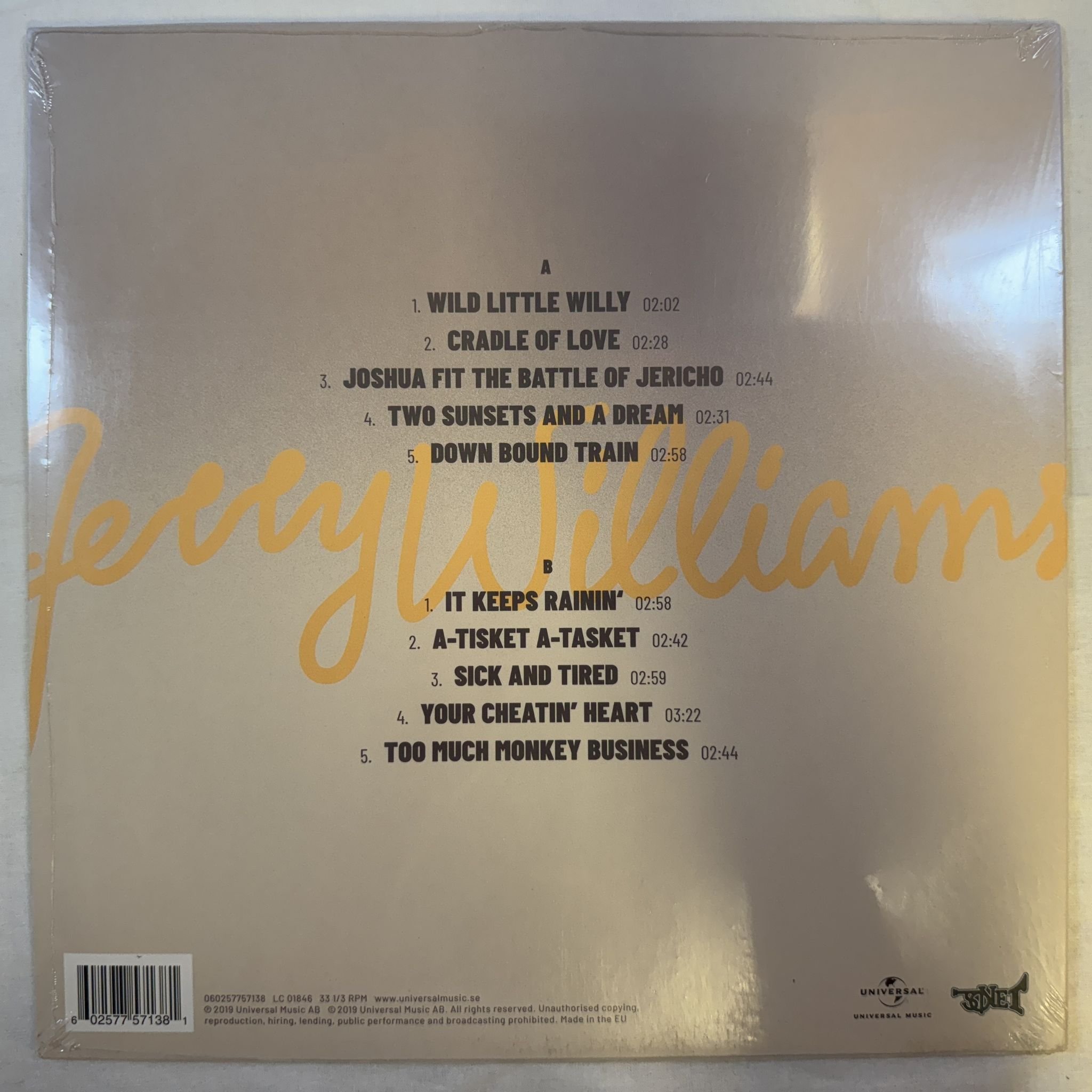 Omslagsbild för skivan JERRY WILLIAMS waterfront studio sessions LP -2019 Universal – 060257757138