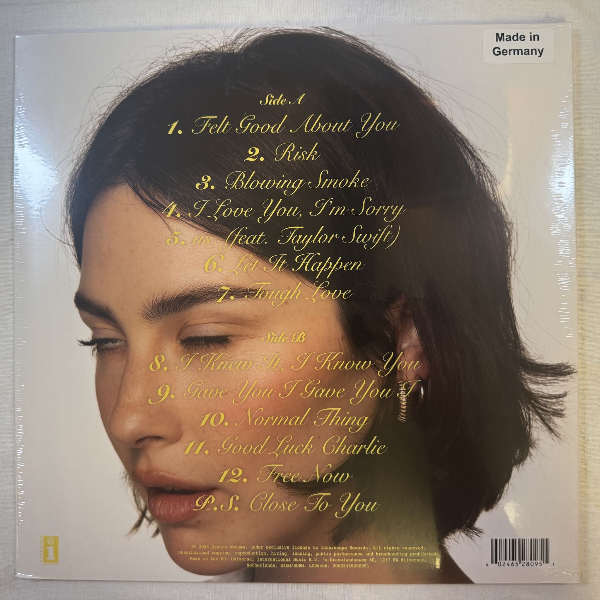 Omslagsbild för skivan GRACIE ABRAMS the secret of us LP -2024 Interscope Records – 602465280951