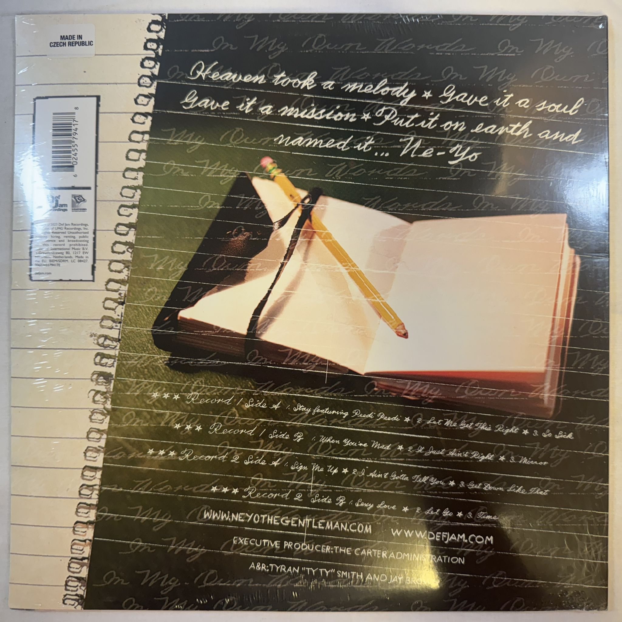 Omslagsbild för skivan NE-YO in my own words 2XLP -2023 Def Jam Recordings – 00602455794178