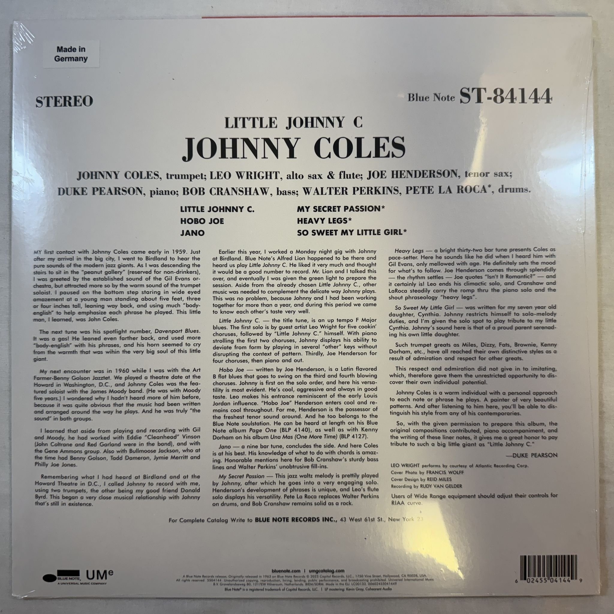 Omslagsbild för skivan JOHNNY COLES little Johnny C LP -2023 Blue Note – 5504144