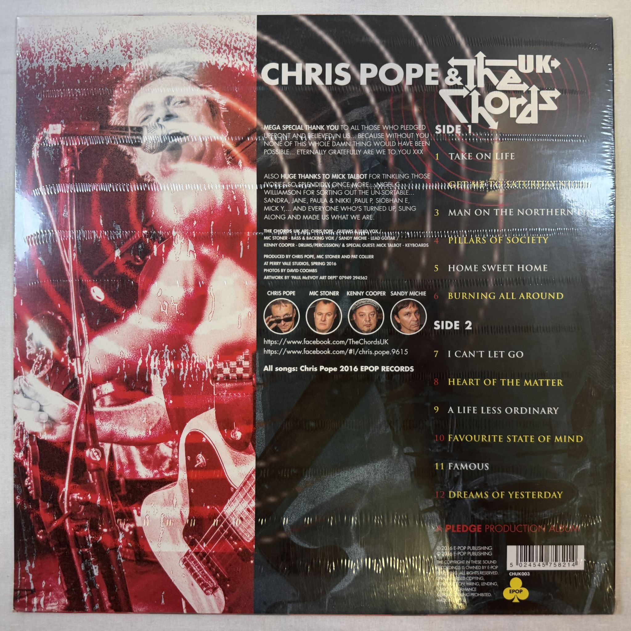 Omslagsbild för skivan CHRIS POPE & THE CHORDS UK take on life LP -2016 E-pop – CHUK003
