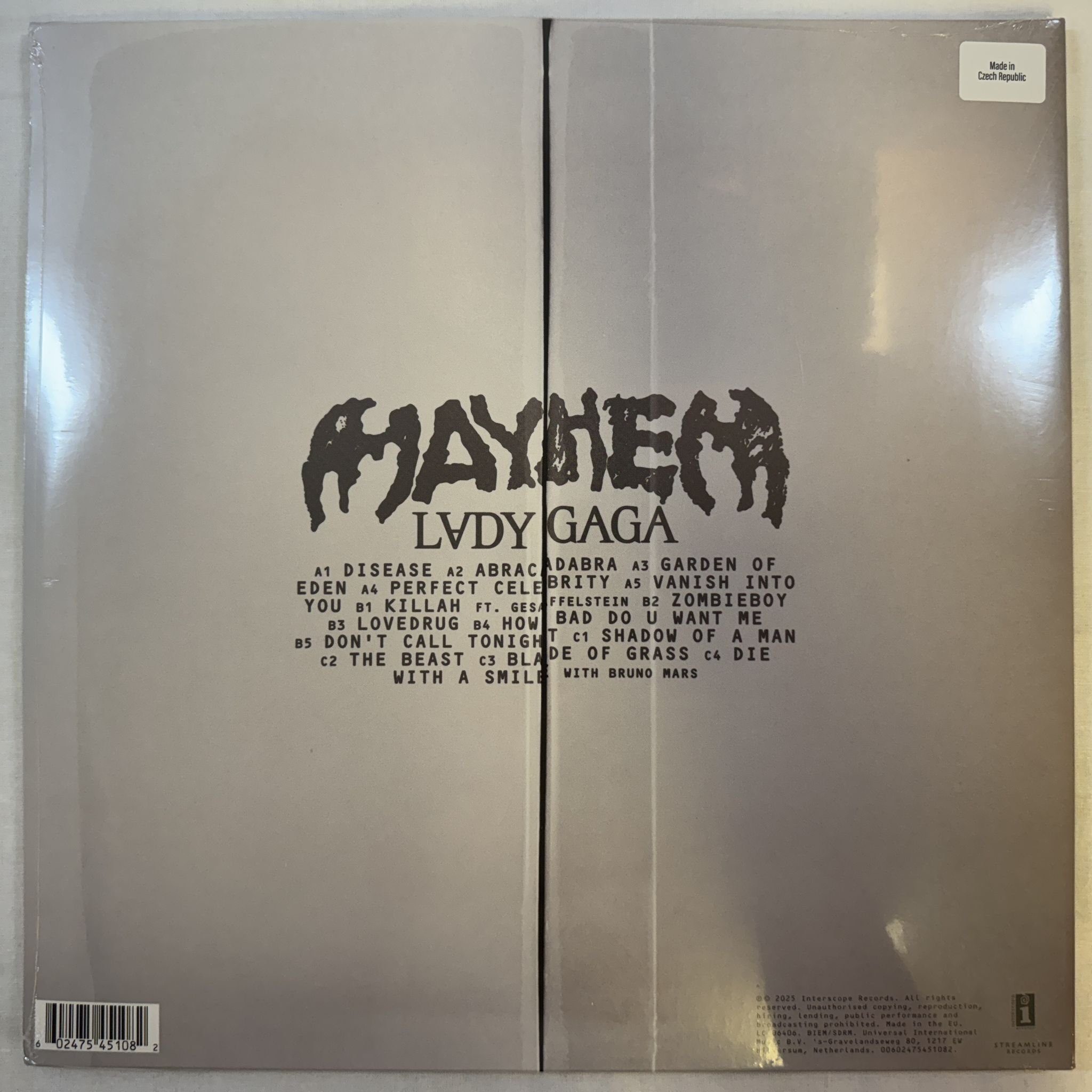 Omslagsbild för skivan LADY GAGA mayhem LP -2025 Interscope Records – 602475451082