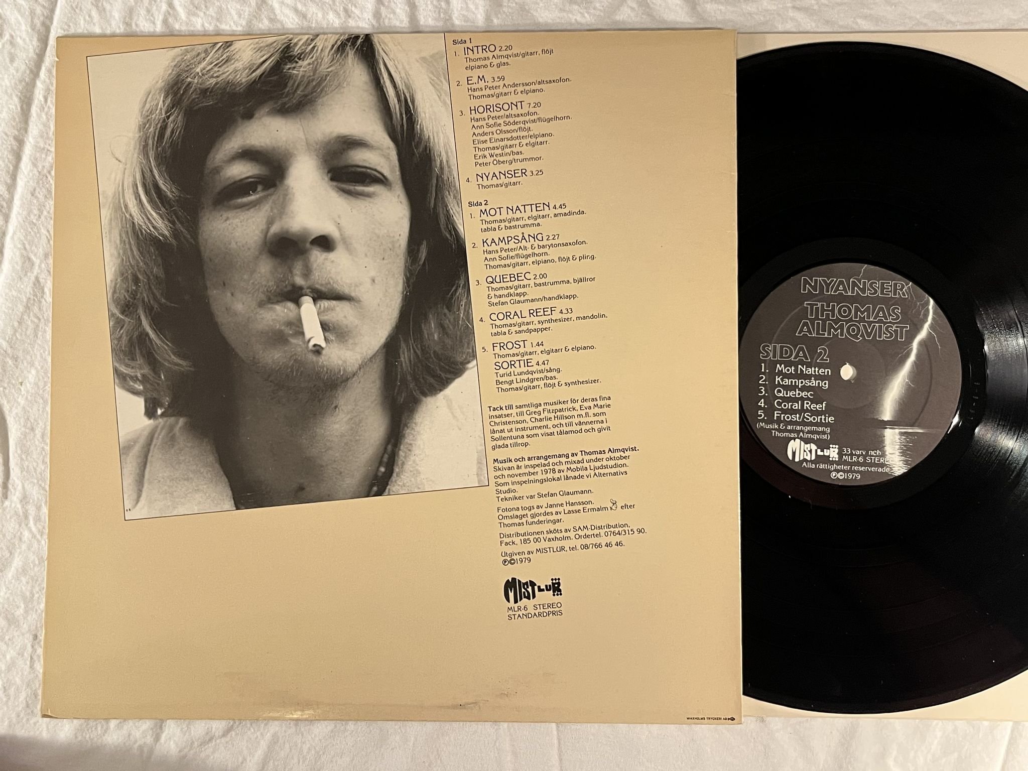 Omslagsbild för skivan THOMAS ALMQVIST nyanser LP -79 Swe MISTLUR MLR-6 ** RARE FUSION JAZZ **