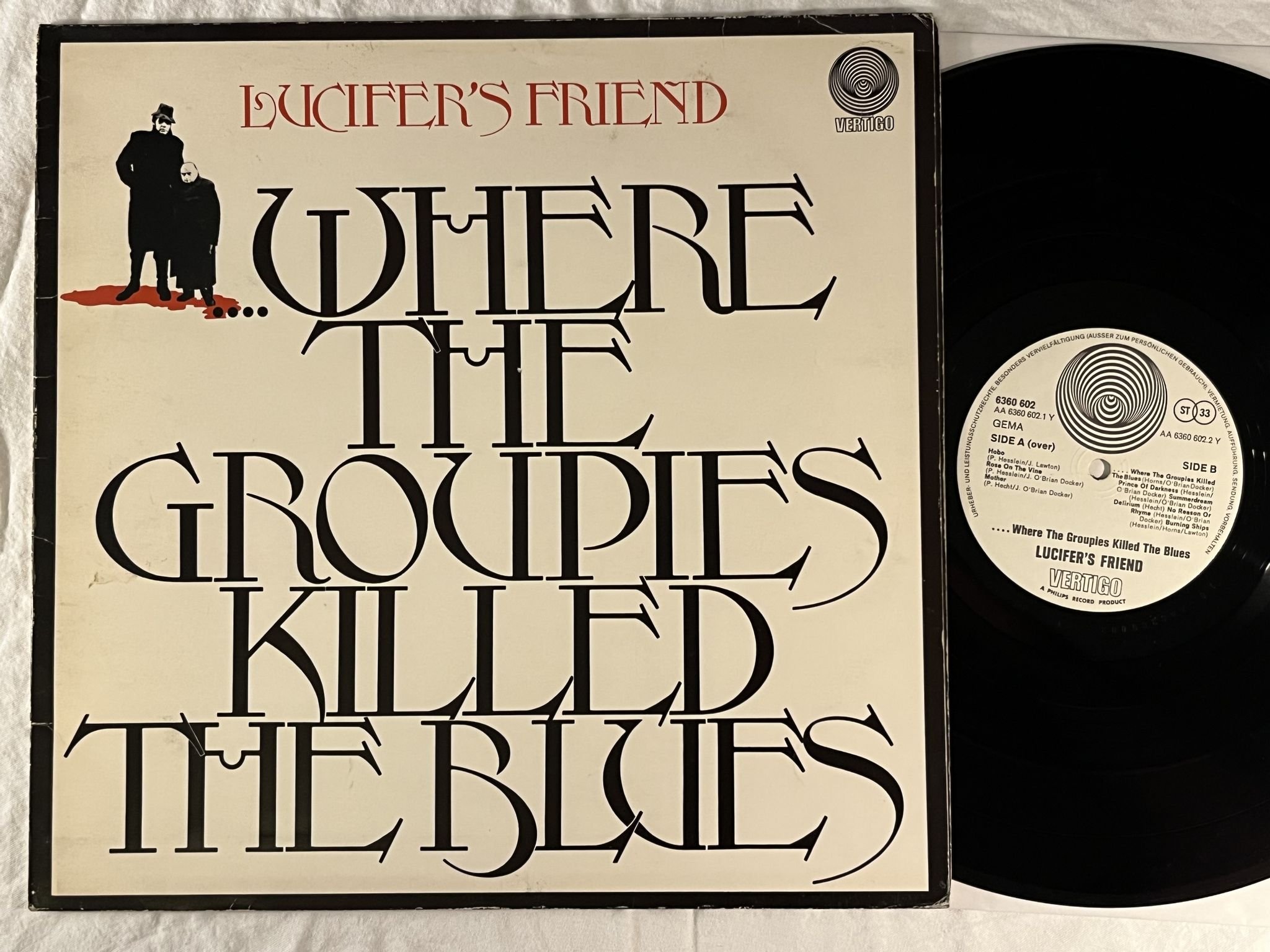 Omslagsbild för skivan LUCIFER'S FRIEND where the groupies killed the blues LP -72 Ger VERTIGO 6360 602