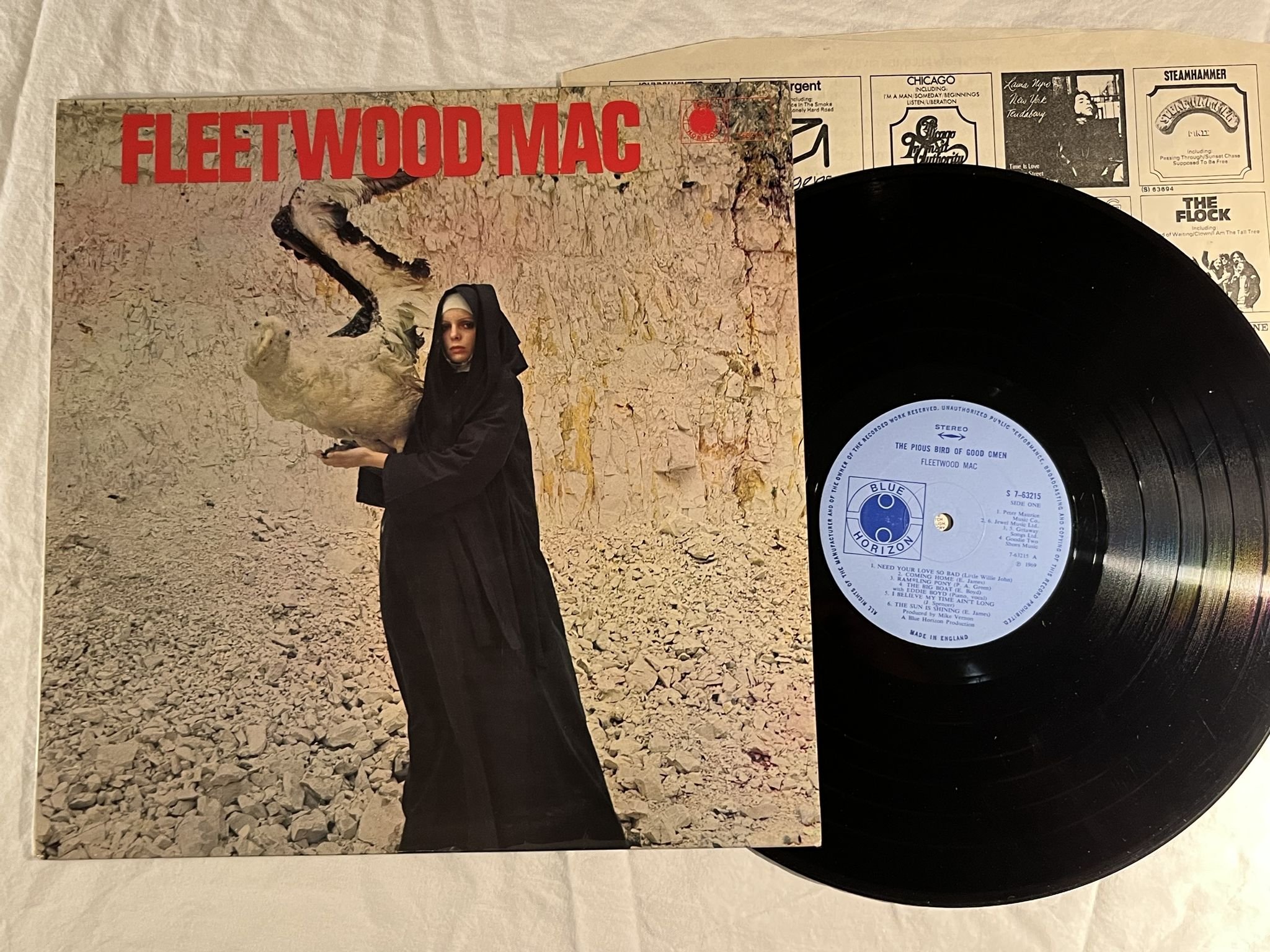 Omslagsbild för skivan FLEETWOOD MAC the pious bird of good omen LP -69 UK BLUE HORIZON S 7-63215