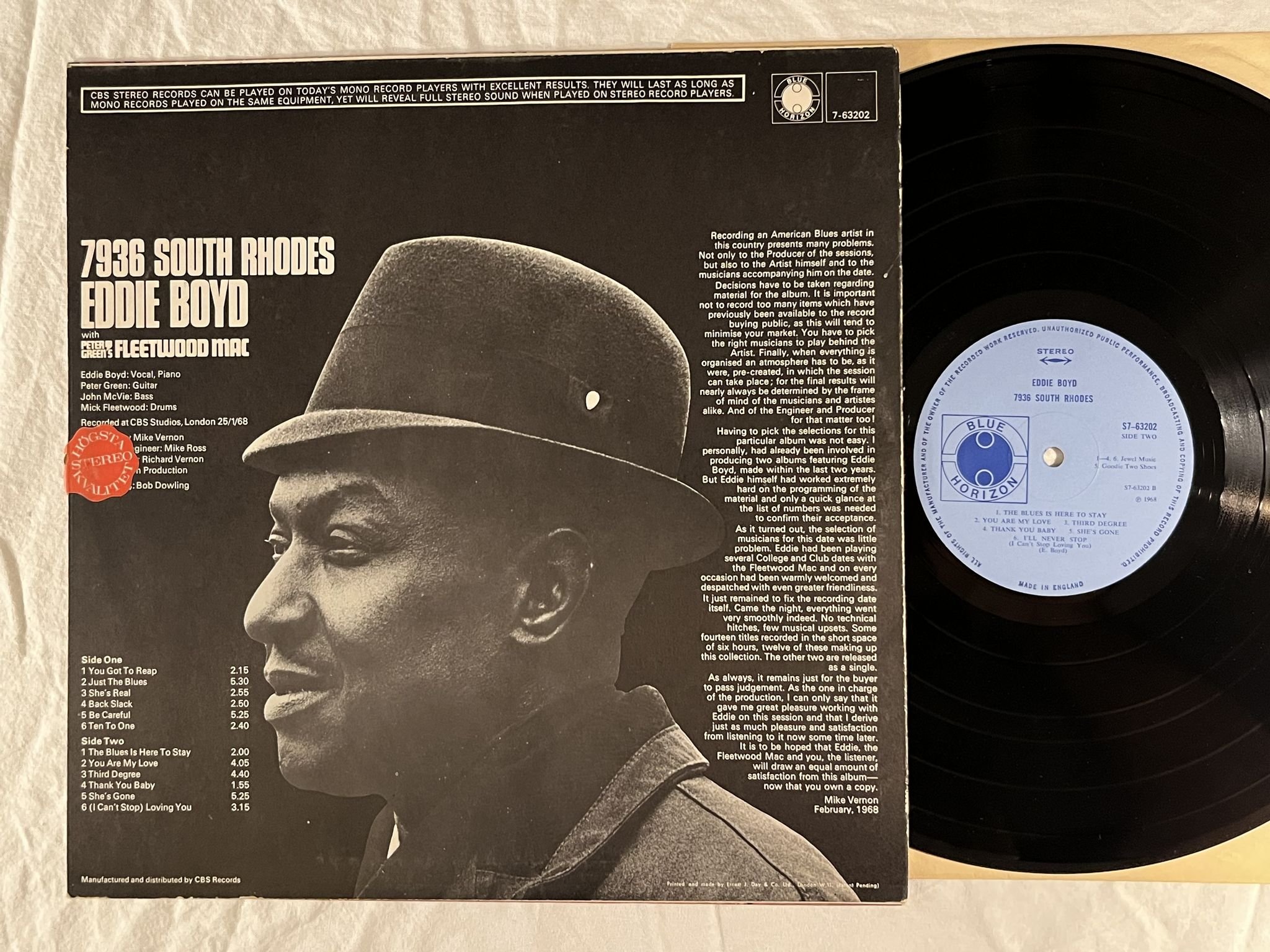 Omslagsbild för skivan EDDIE BOYD 7936 South Rhodes LP -68 UK BLUE HORIZON S7-63202