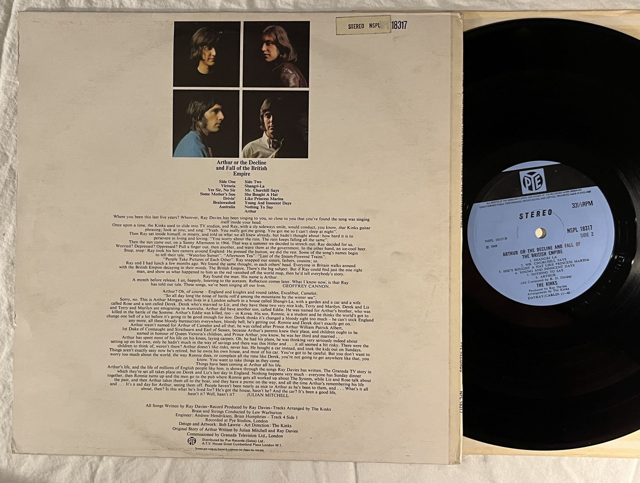 Omslagsbild för skivan THE KINKS Arthur or the decline ... LP -69 UK PYE NSPL 18317