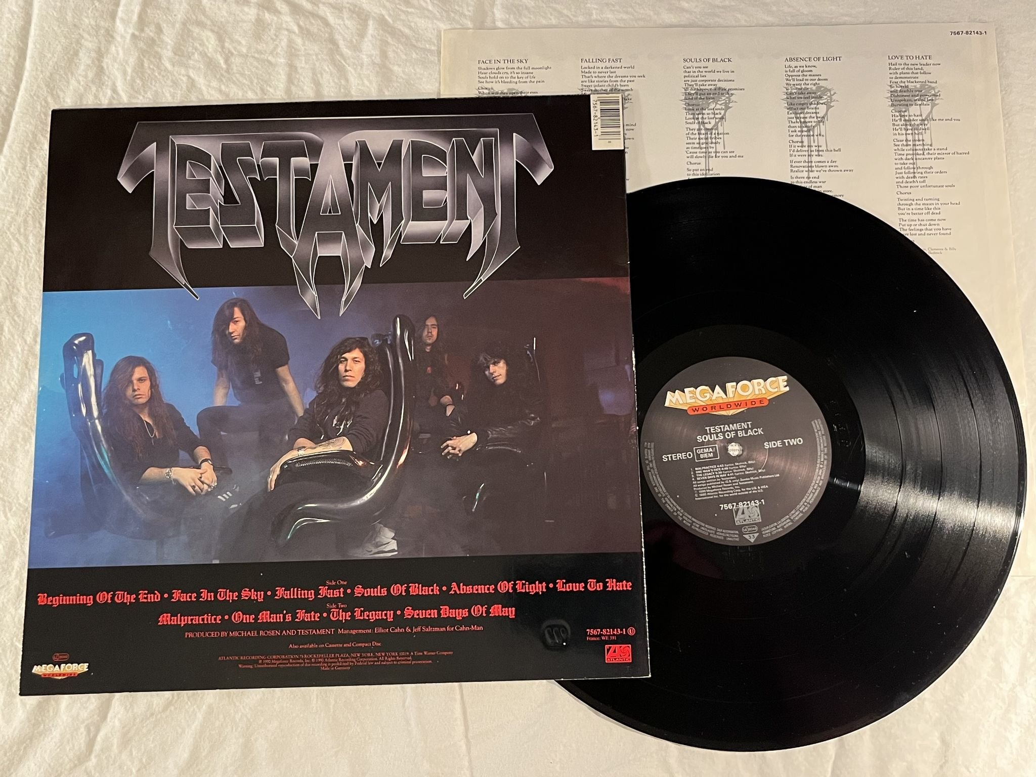 Omslagsbild för skivan TESTAMENT souls of black LP -90 Ger MEGAFORCE 7567 82143-1