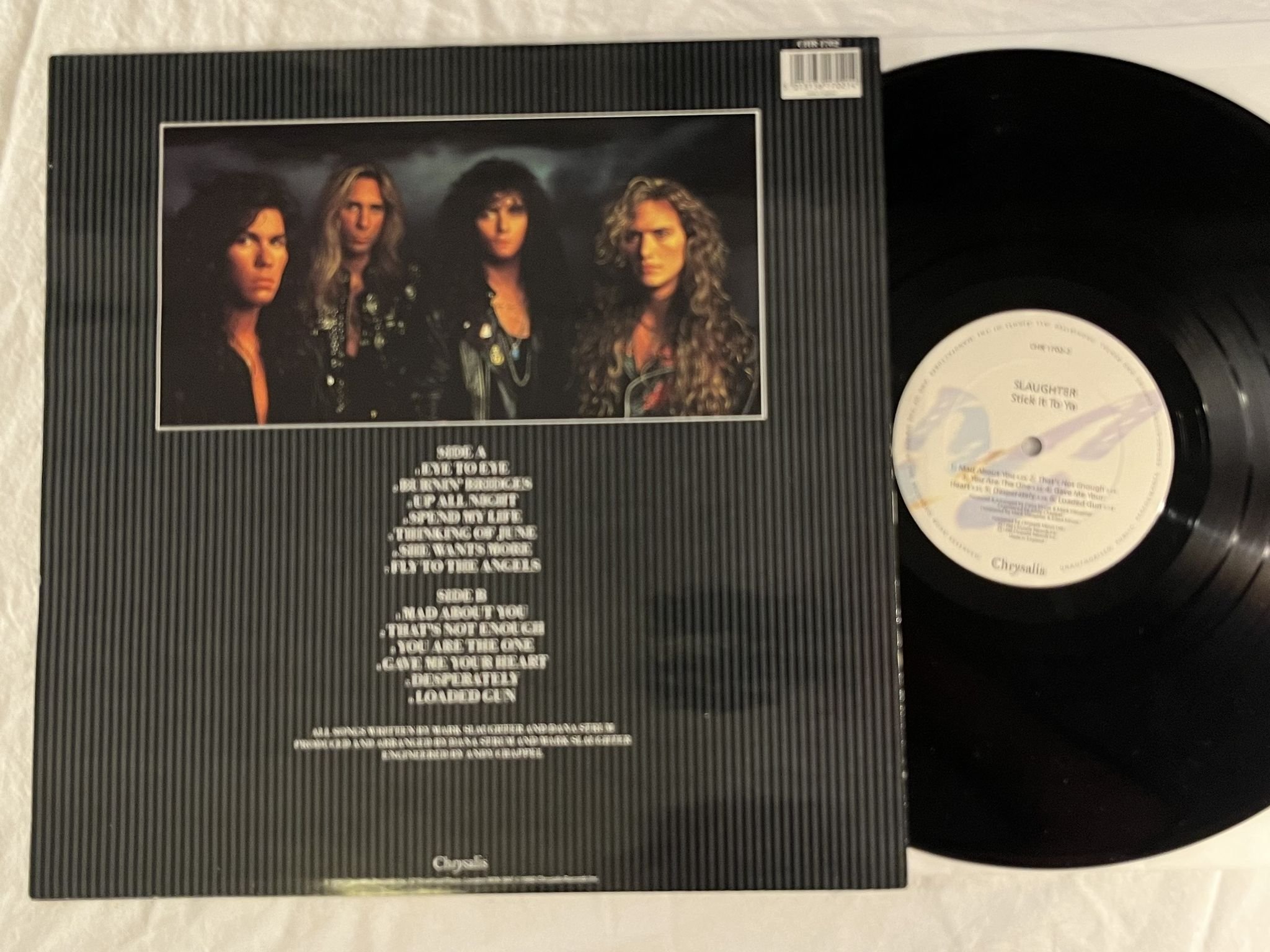 Omslagsbild för skivan SLAUGHTER stick it to ya LP -90 UK CHRYSALIS CHR 1702