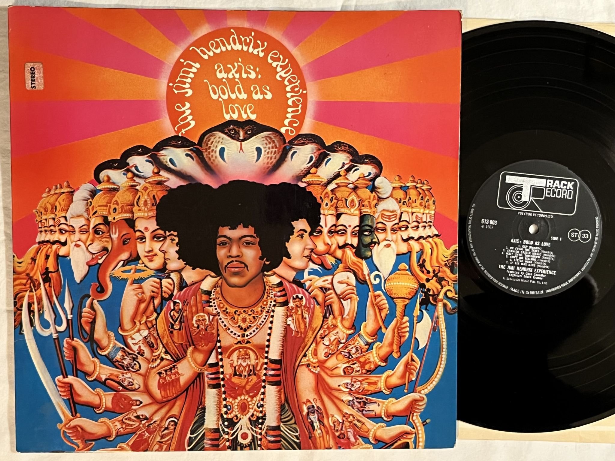 Omslagsbild för skivan THE JIMI HENDRIX EXPERIENCE axis: bold as love LP -67 UK TRACK 613 003 * CLASSIC