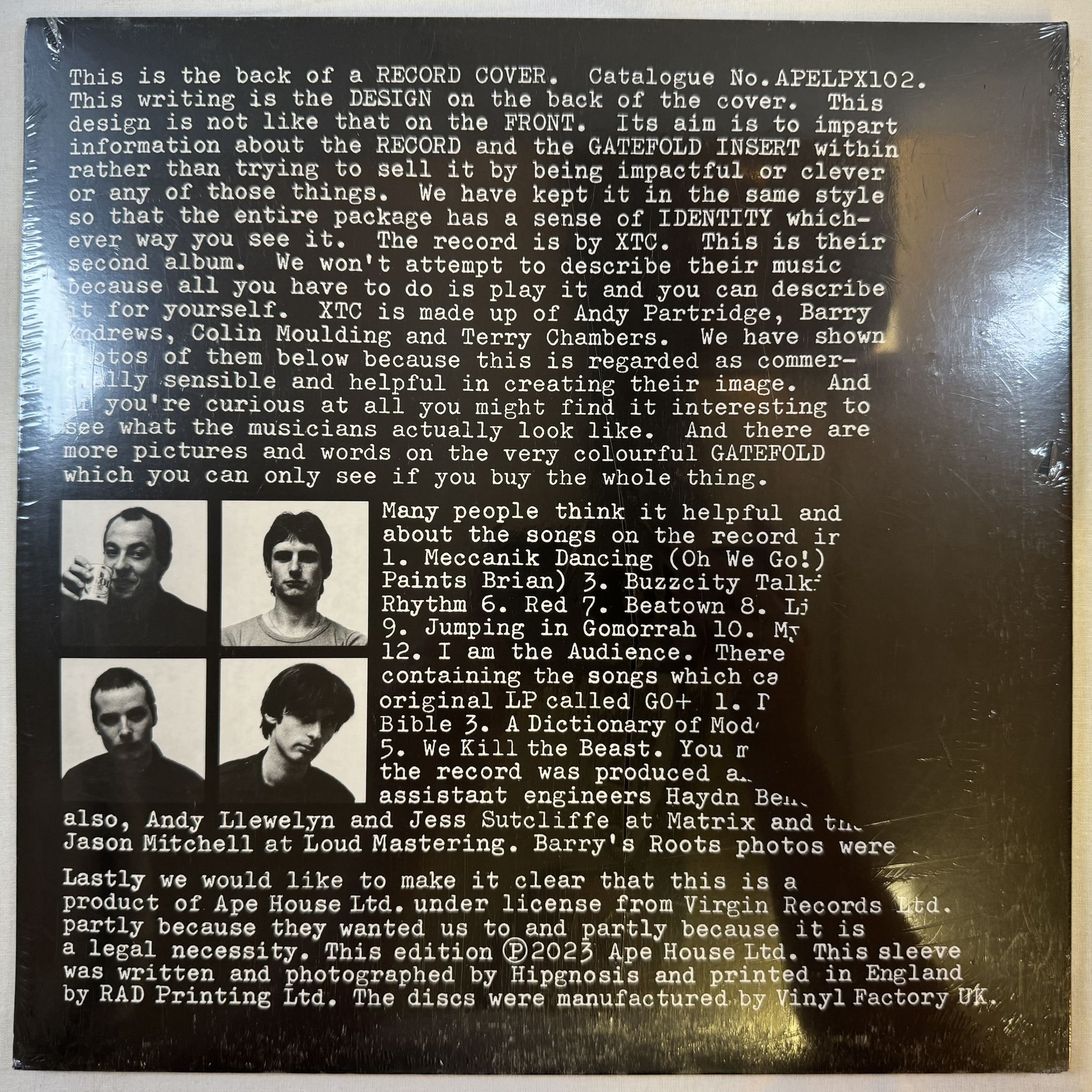 Omslagsbild för skivan XTC go 2 LP -2023 Ape House – APELPX102