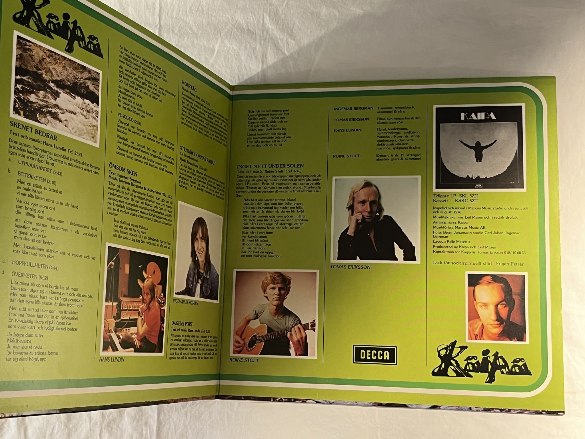 Omslagsbild för skivan KAIPA inget nytt under solen LP -76 DECCA SKL 5260