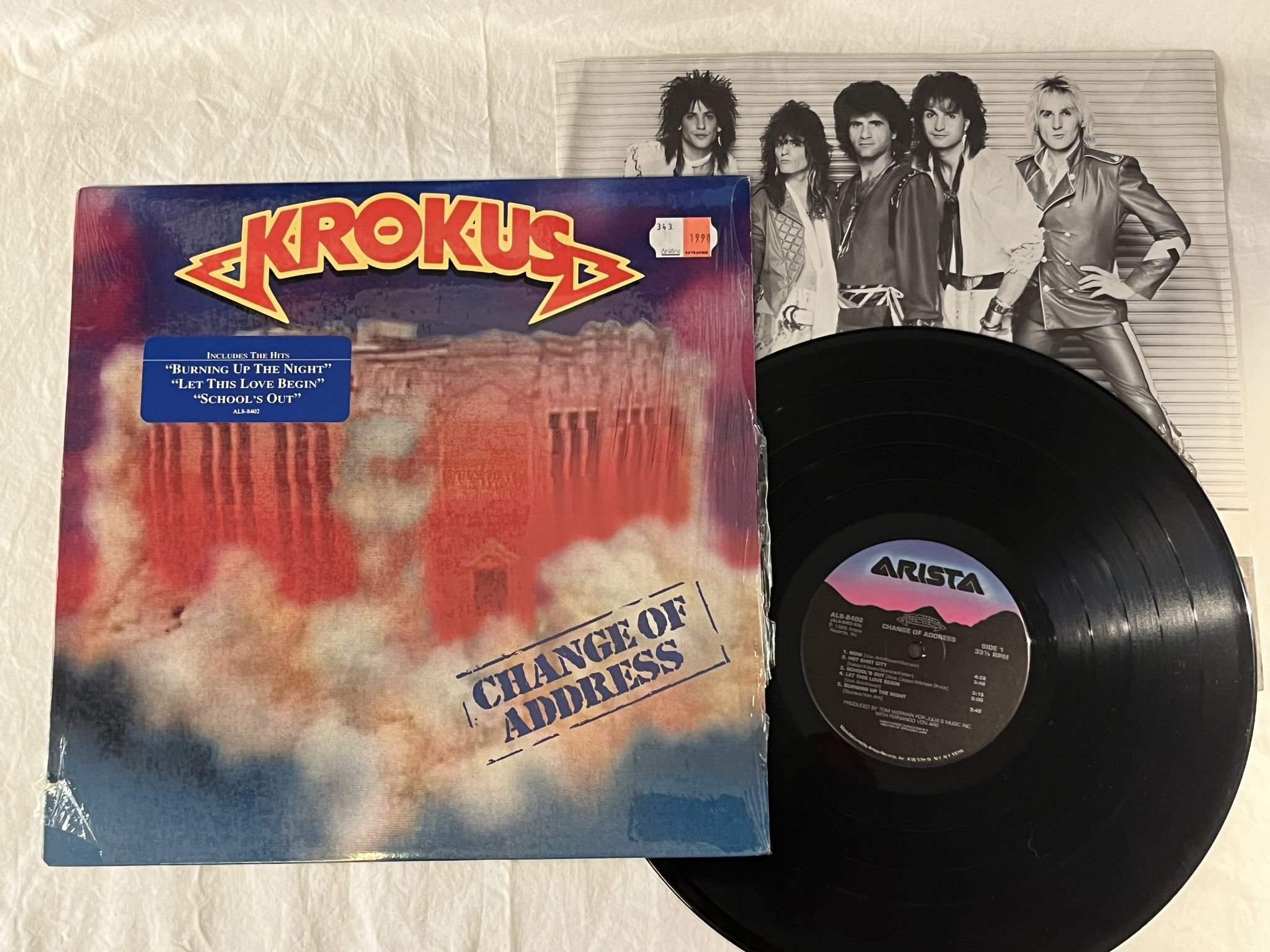 Omslagsbild för skivan KROKUS change of address LP -86 US ARISTA AL8-8402