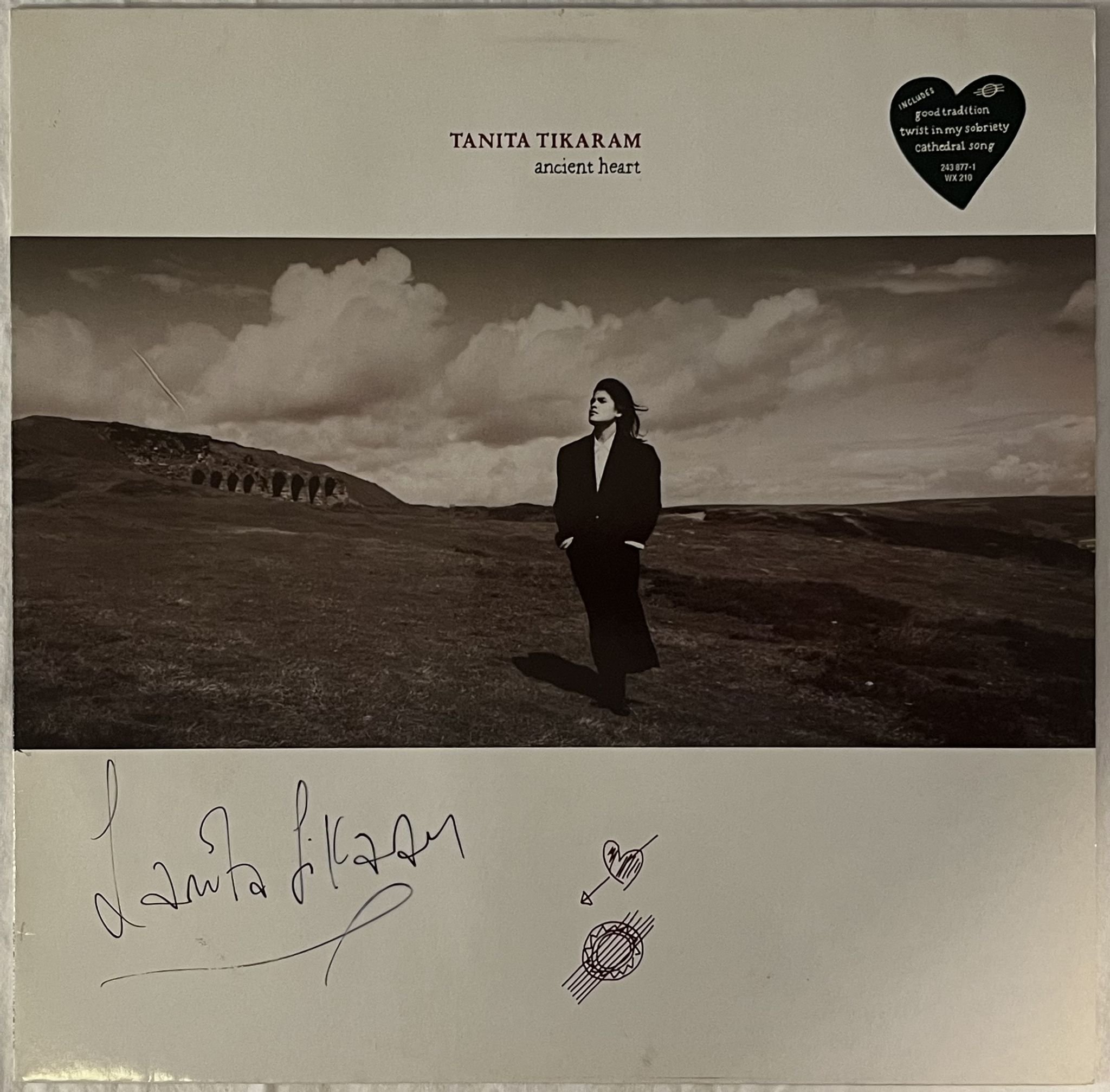 Omslagsbild för skivan TANITA TIKARAM ancient heart LP -88 WEA 243877-1 ** Signed Cover **