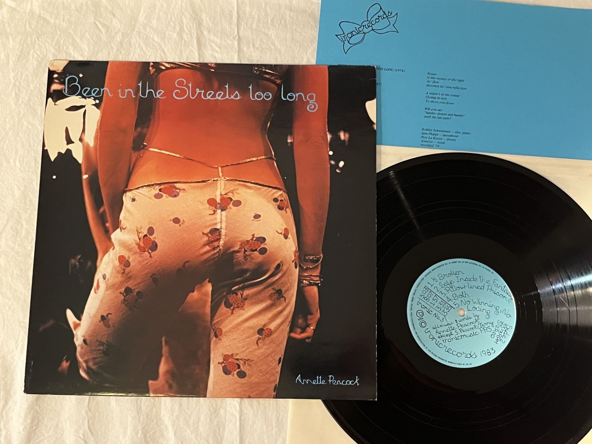 Omslagsbild för skivan ANNETTE PEACOCK Been In The Streets Too Long LP -83 UK IRONIC No 3