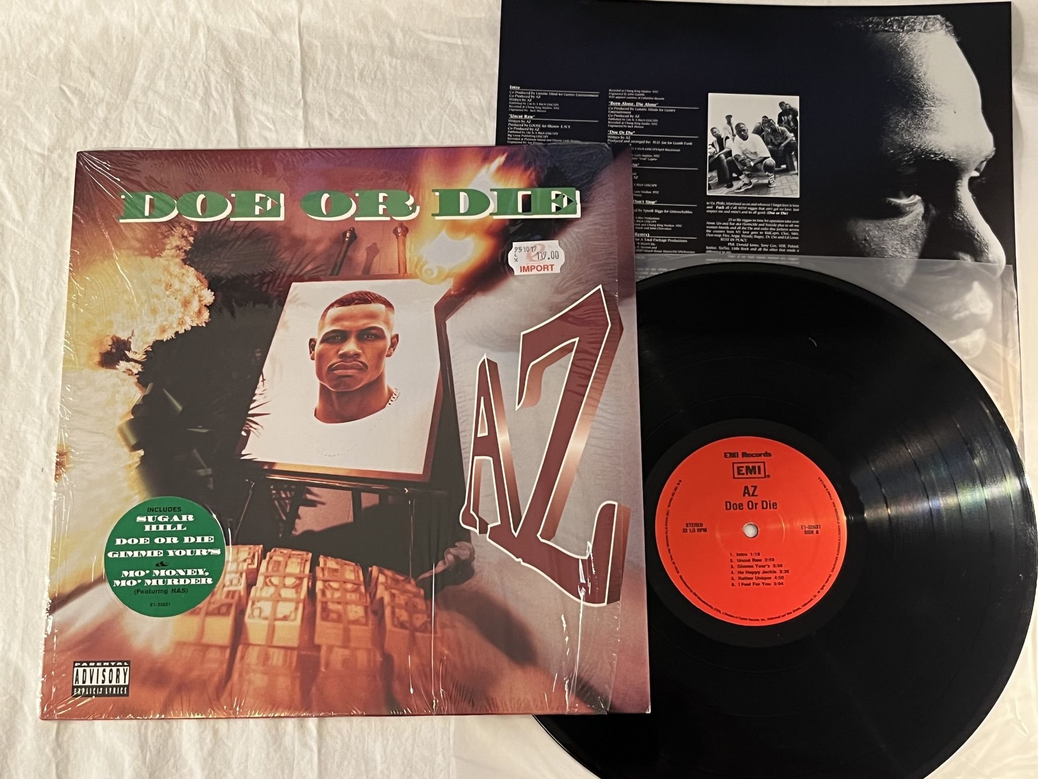 Omslagsbild för skivan AZ doe or die LP -95 US EMI – E1-32631 *** Golden age rap ***