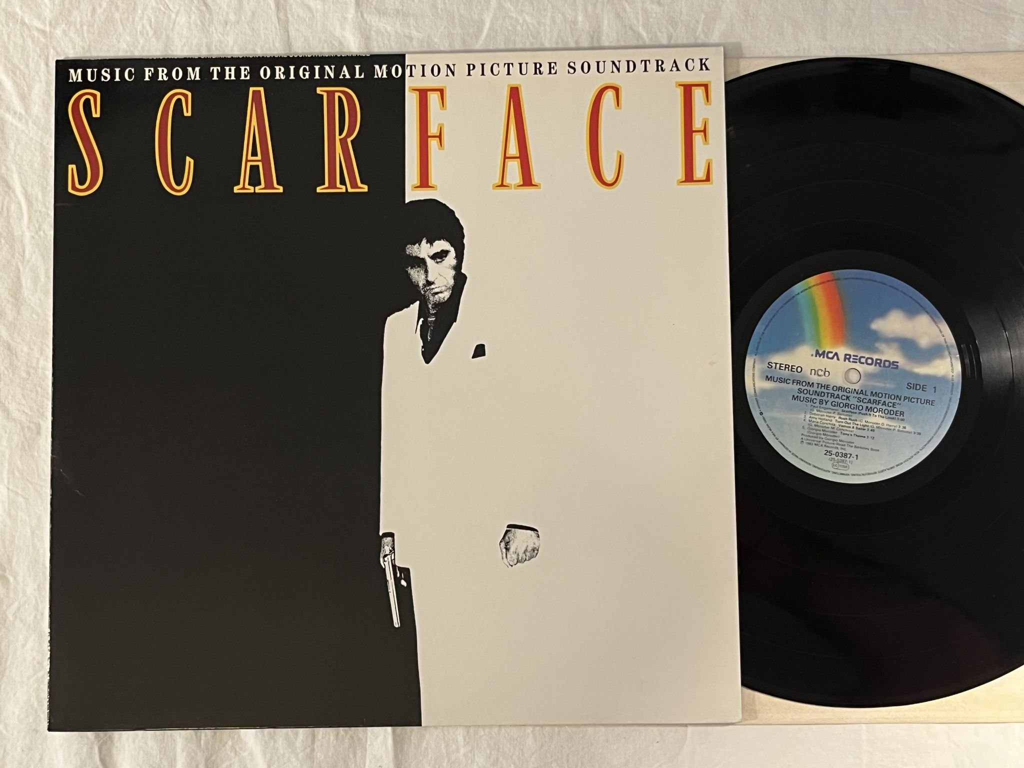 Omslagsbild för skivan GIORGIO MORODER Scarface LP -83 ncb MCA 25-0387-1