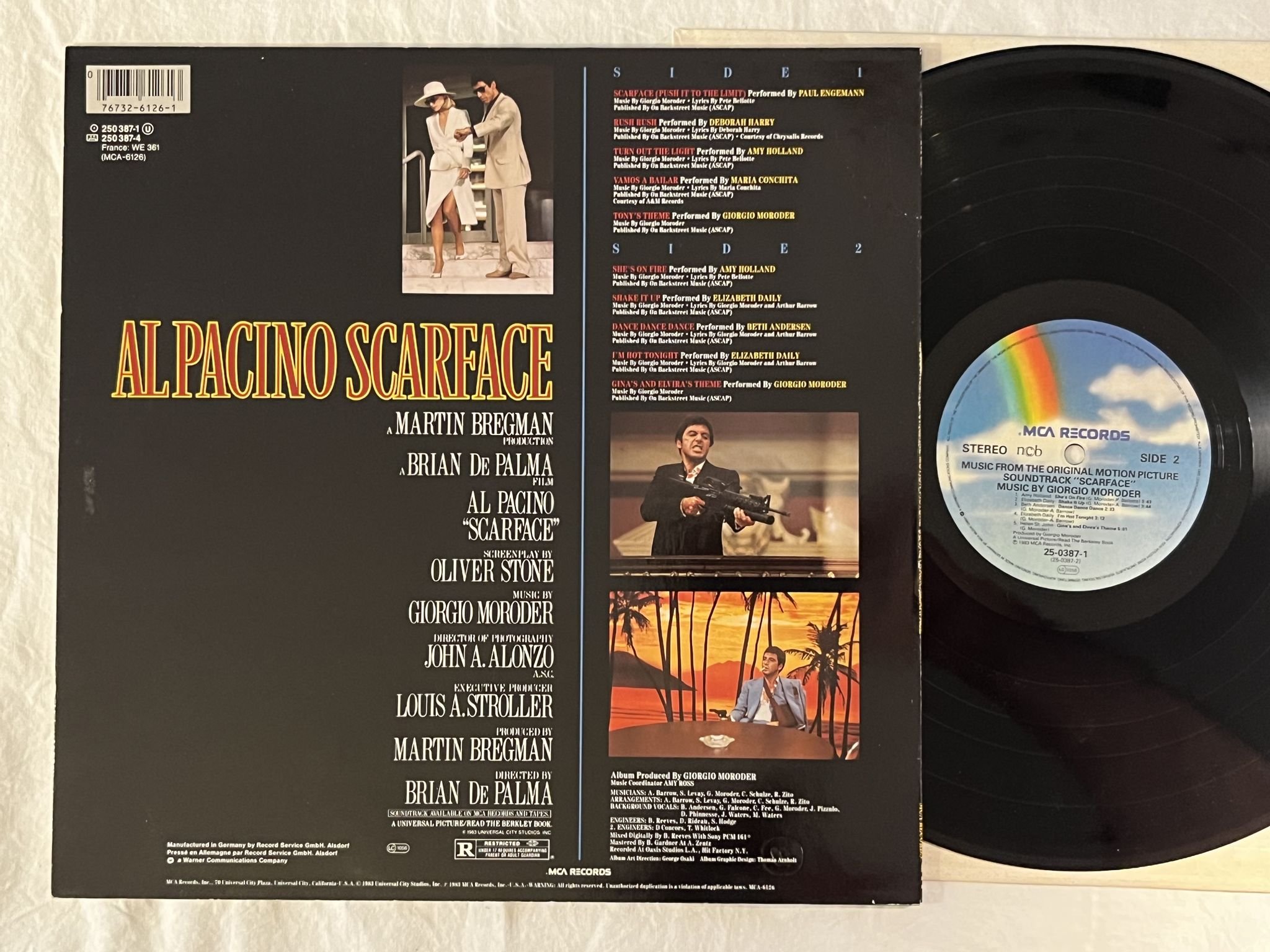 Omslagsbild för skivan GIORGIO MORODER Scarface LP -83 ncb MCA 25-0387-1