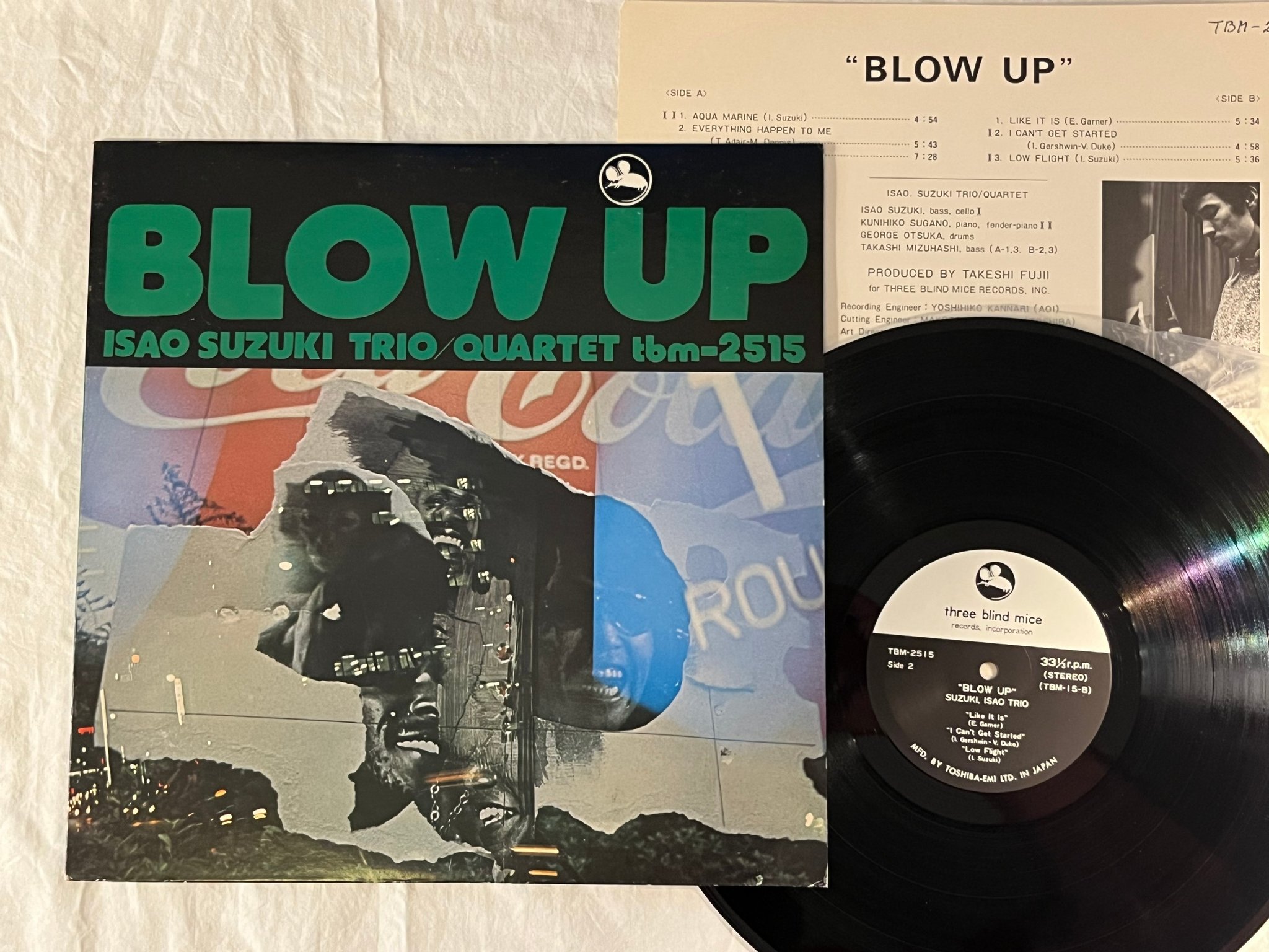 Omslagsbild för skivan ISAO SUZUKI TRIO blow up LP -76 Japan TBM-2515