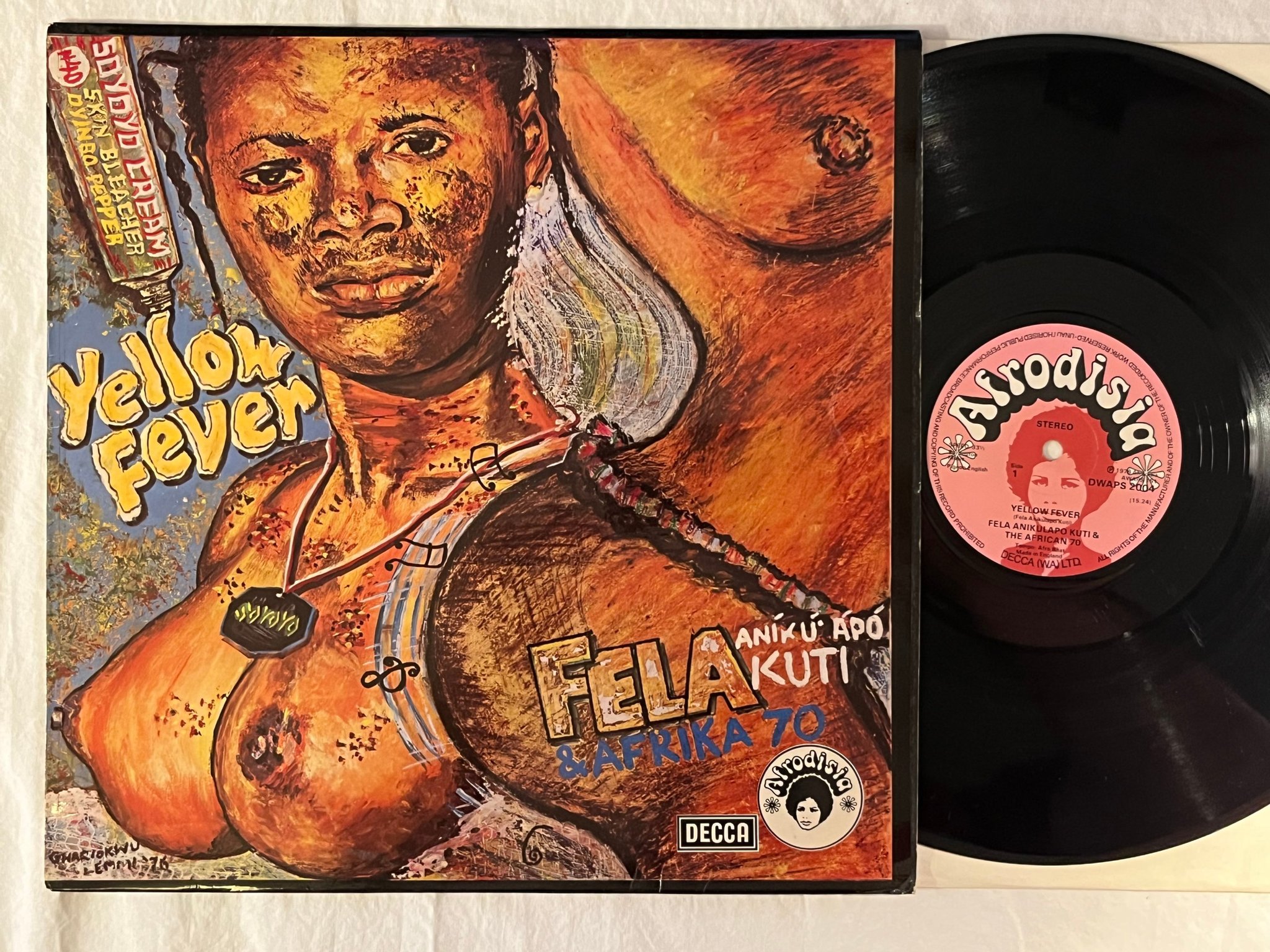 Omslagsbild för skivan FELA KUTI Yellow Fever LP -76 Nigeria AFRODISIA DWAPS 2004 *** MEGA RARE ***