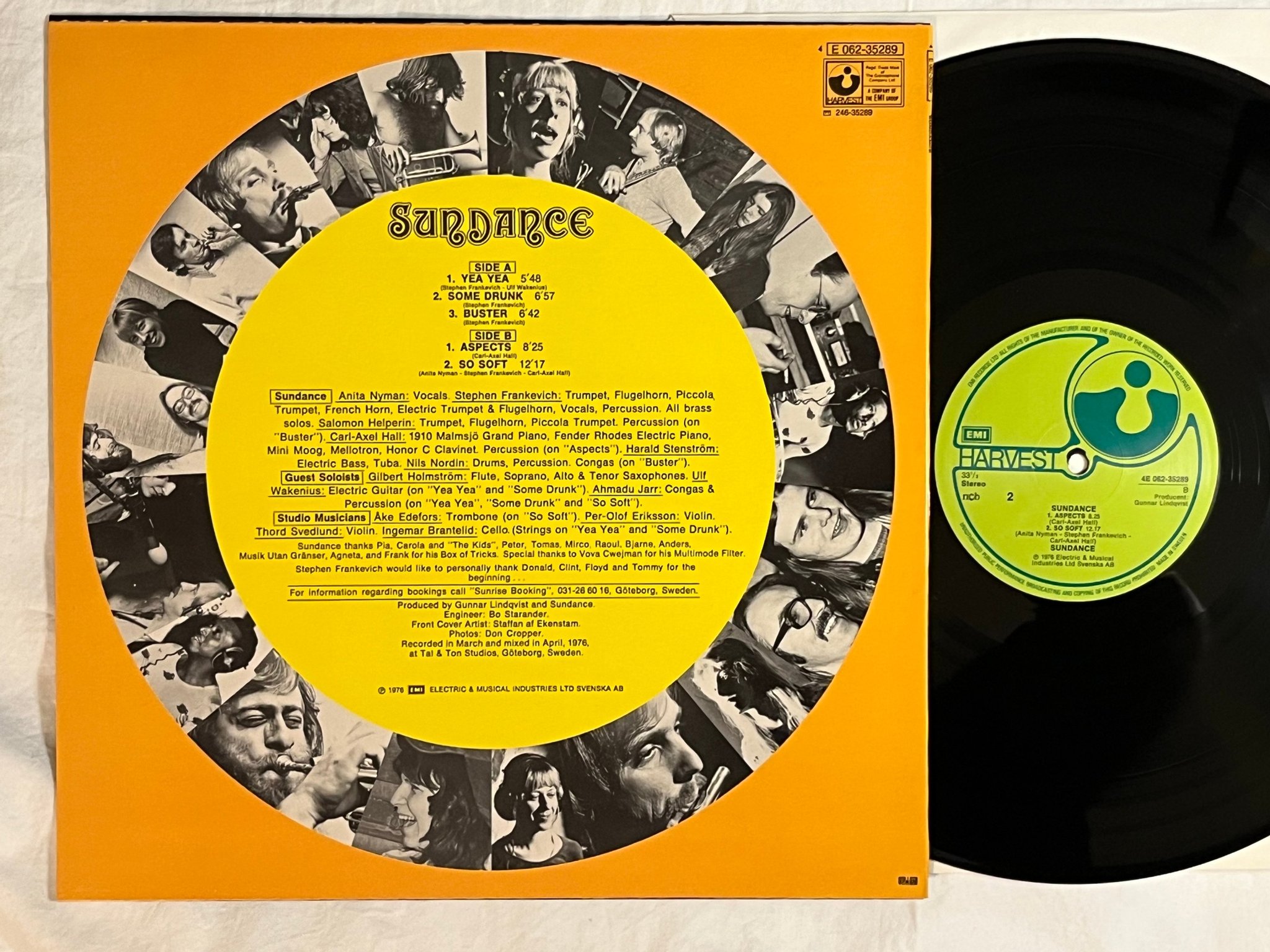 Omslagsbild för skivan SUNDANCE s/t LP -76 Swe HARVEST E 062-35289 *** RARE JAZZ-FUNK ***