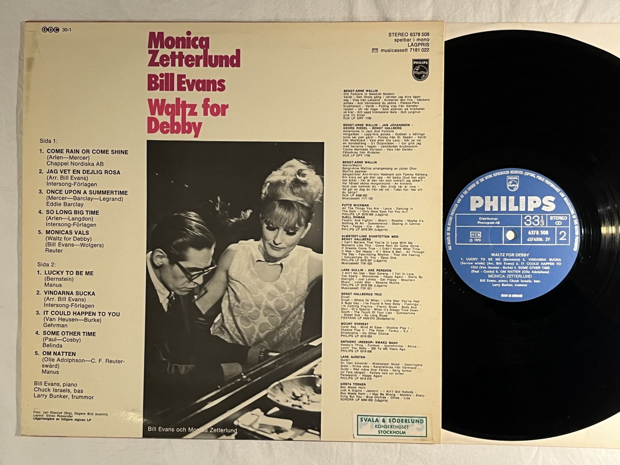 Omslagsbild för skivan MONICA ZETTERLUND Waltz For Debby LP -73 Swe PHILIPS 6378 508 *** CLASSIC ***