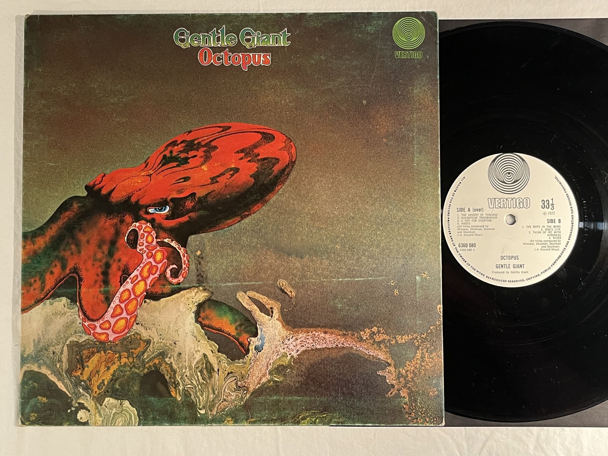 Omslagsbild för skivan GENTLE GIANT octopus LP -72 UK VERTIGO 6360 080 *** PROG ROCK ***
