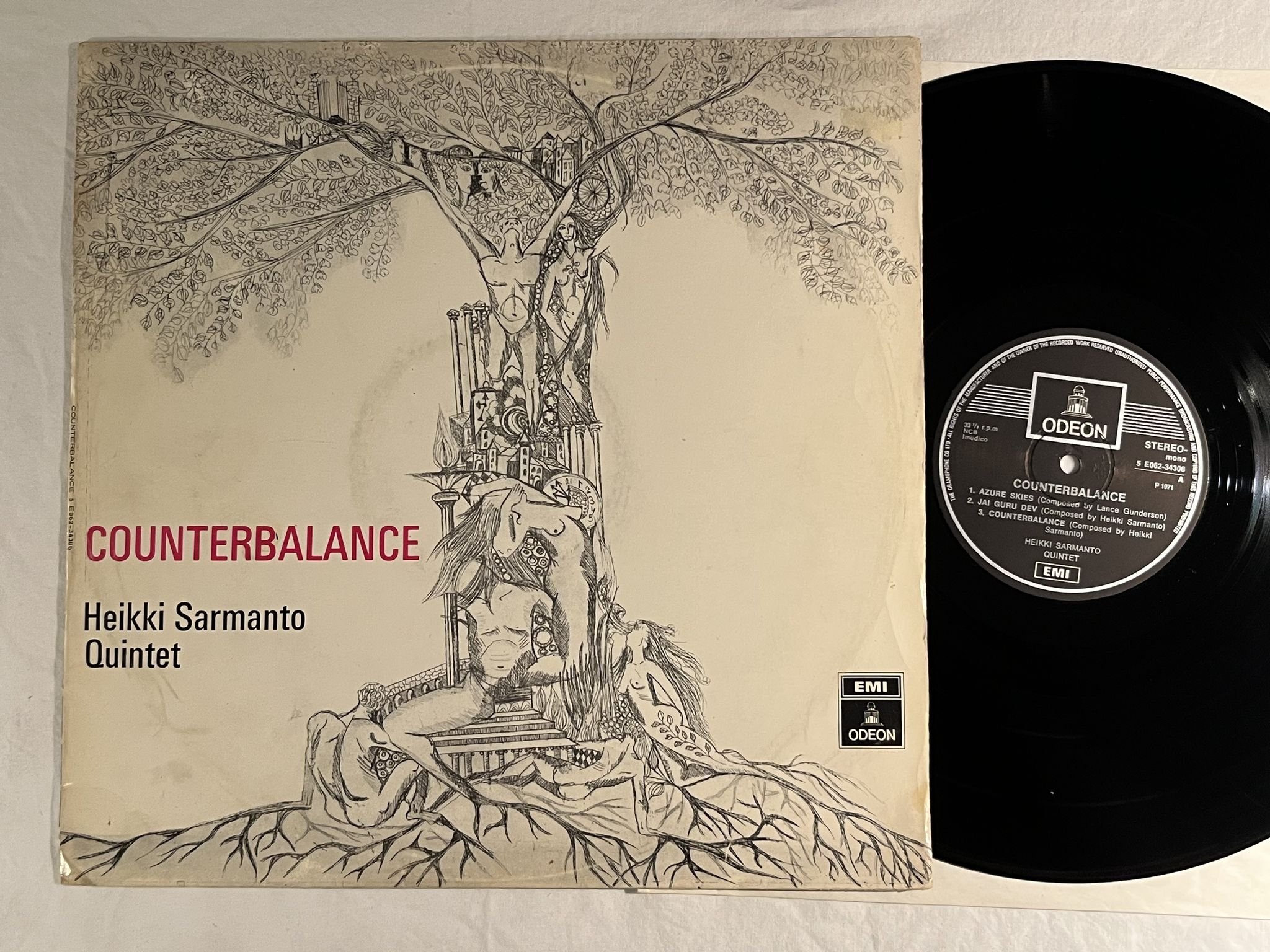 Omslagsbild för skivan HEIKKI SARMANTO QUINTET Counterbalance LP -71 Fin ODEON 5E 062-34306