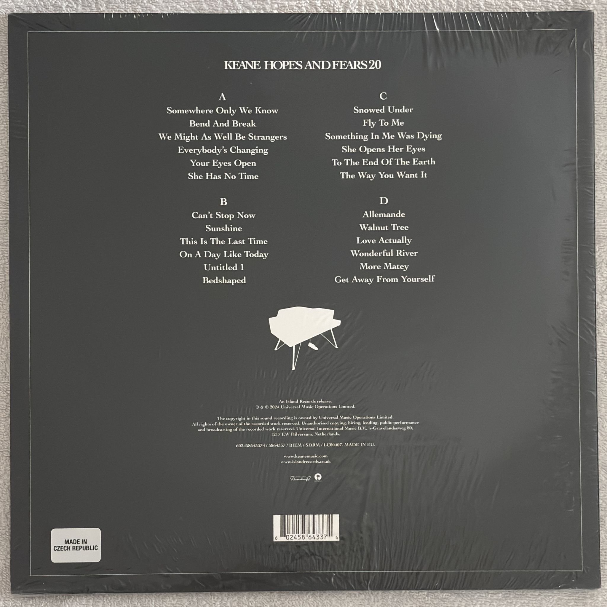 Omslagsbild för skivan KEANE Hopes And Fears 20 LP Island Records 5864337