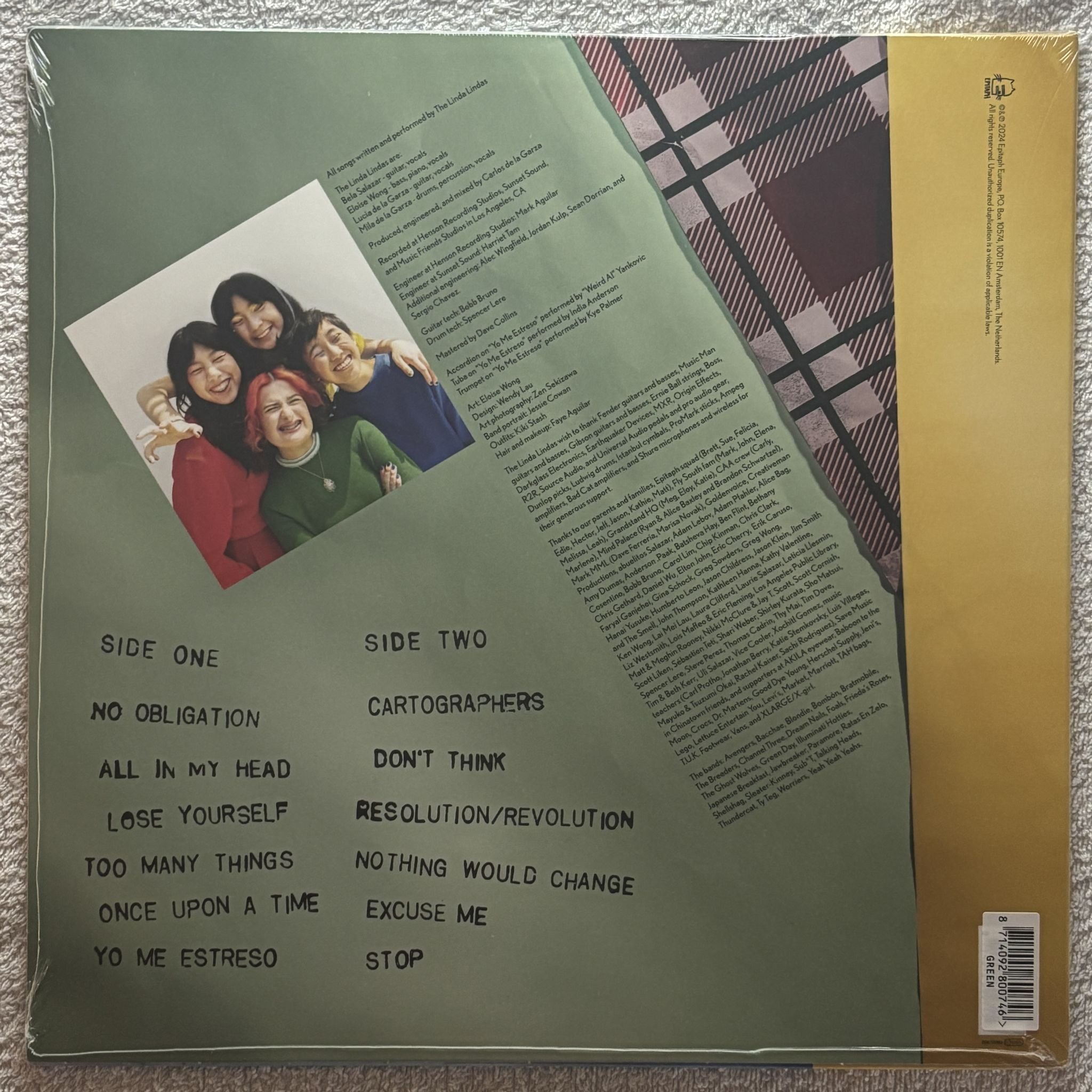 Omslagsbild för skivan THE LINDA LINDAS No Obligation LP Epitaph 8007-1