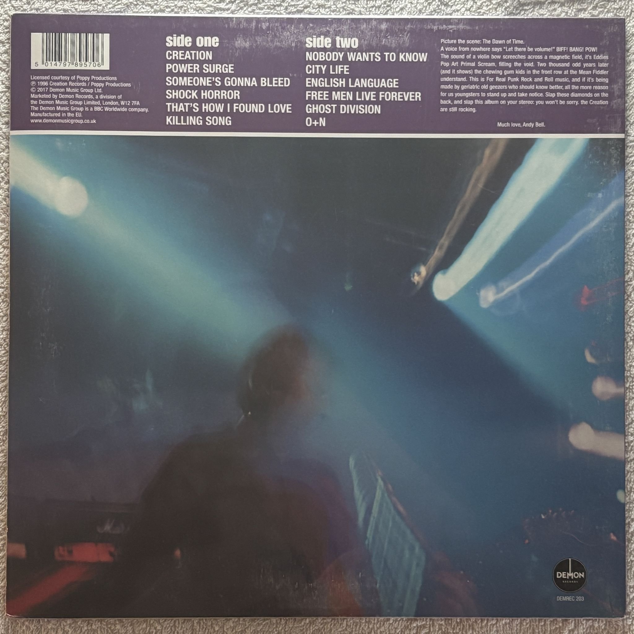 Omslagsbild för skivan THE CREATION Power Surge LP Demon Records DEMREC 203