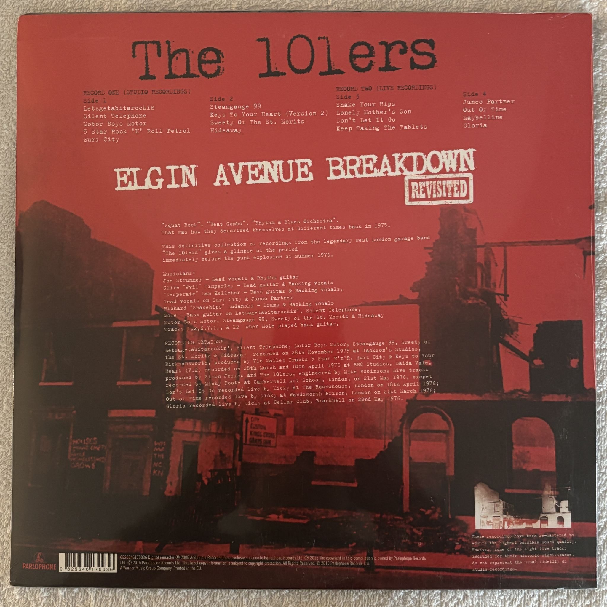 Omslagsbild för skivan THE 101ers ft JOE STRUMMER Elgin Avenue Breakdown Revisited 2xLP 825646170036