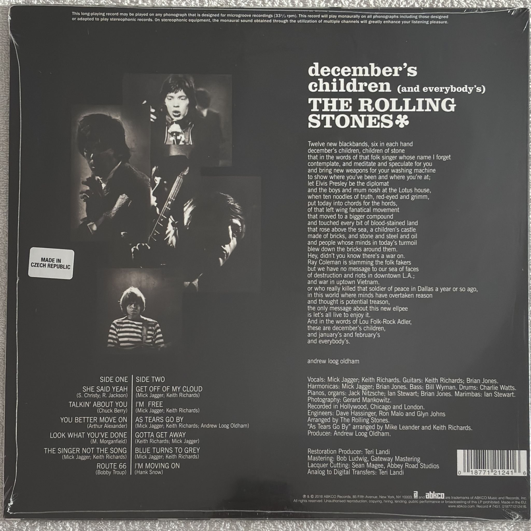 Omslagsbild för skivan THE ROLLING STONES December's Children LP ABKCO 2124-1