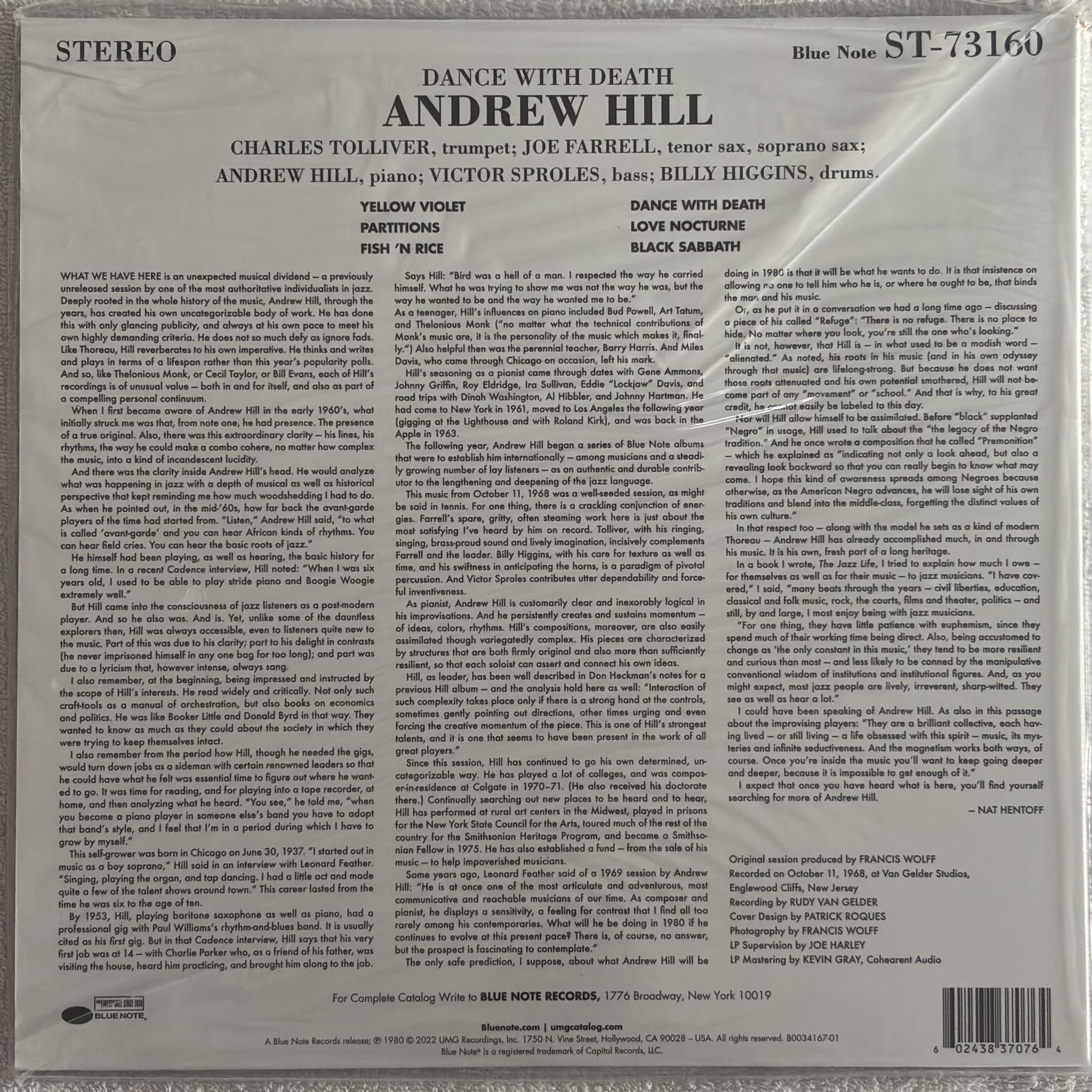 Omslagsbild för skivan ANDREW HILL Dance With Death LP Blue Note ST-73160