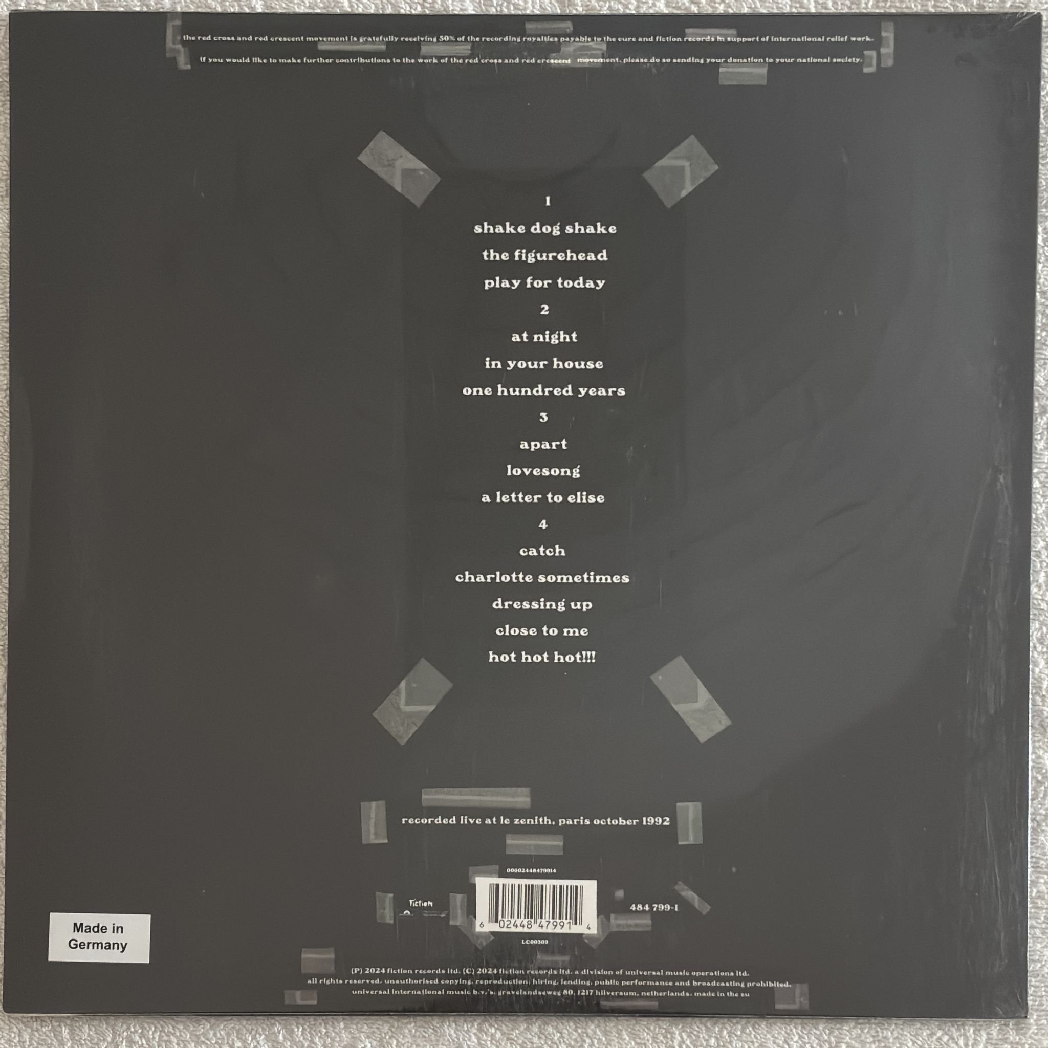 Omslagsbild för skivan CURE Paris 2xLP Fiction Records 484 799-1