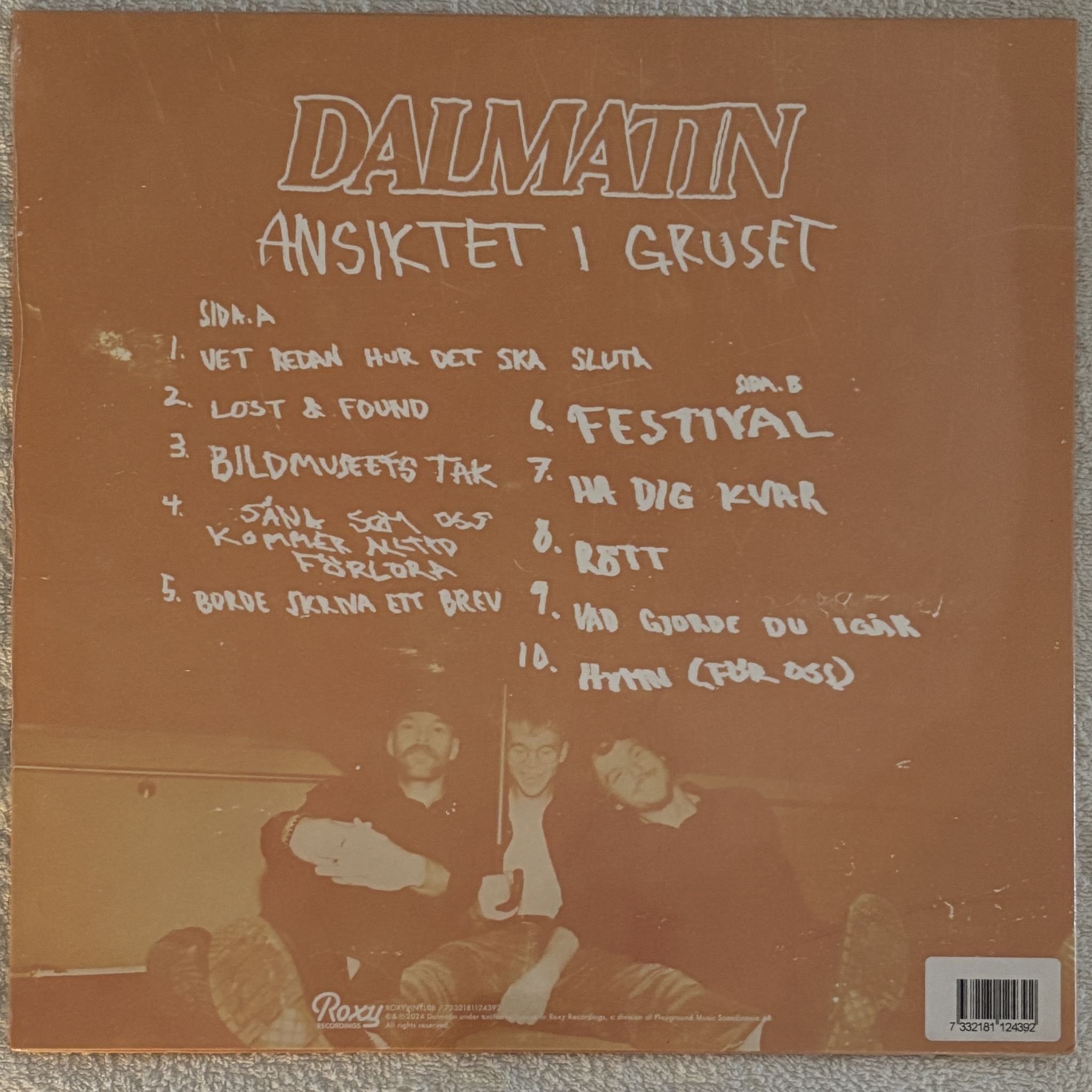 Omslagsbild för skivan DALMATIN Ansiktet i gruset LP Roxy Recordings