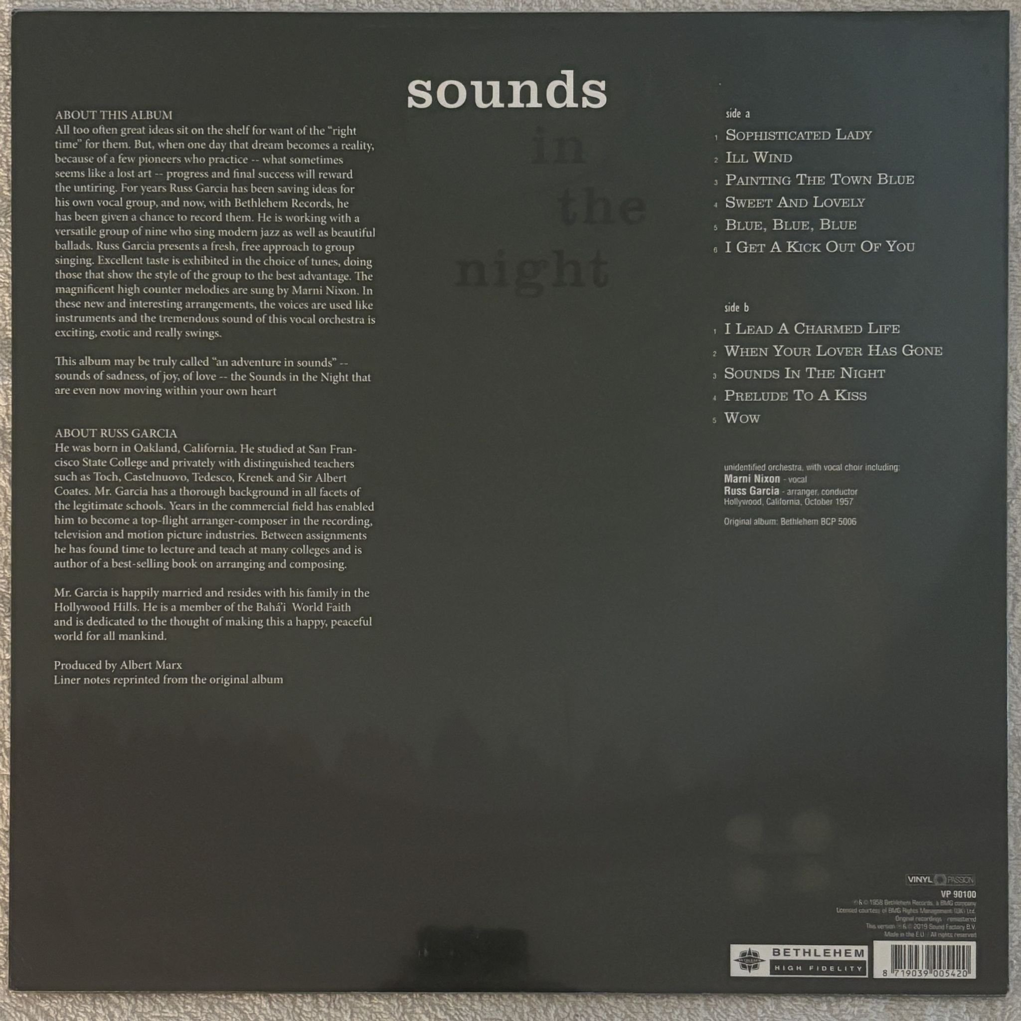 Omslagsbild för skivan RUSSEL GARCIA AND HIS ORCHESTRA Sounds In The Night LP Vinyl Passion VP90100
