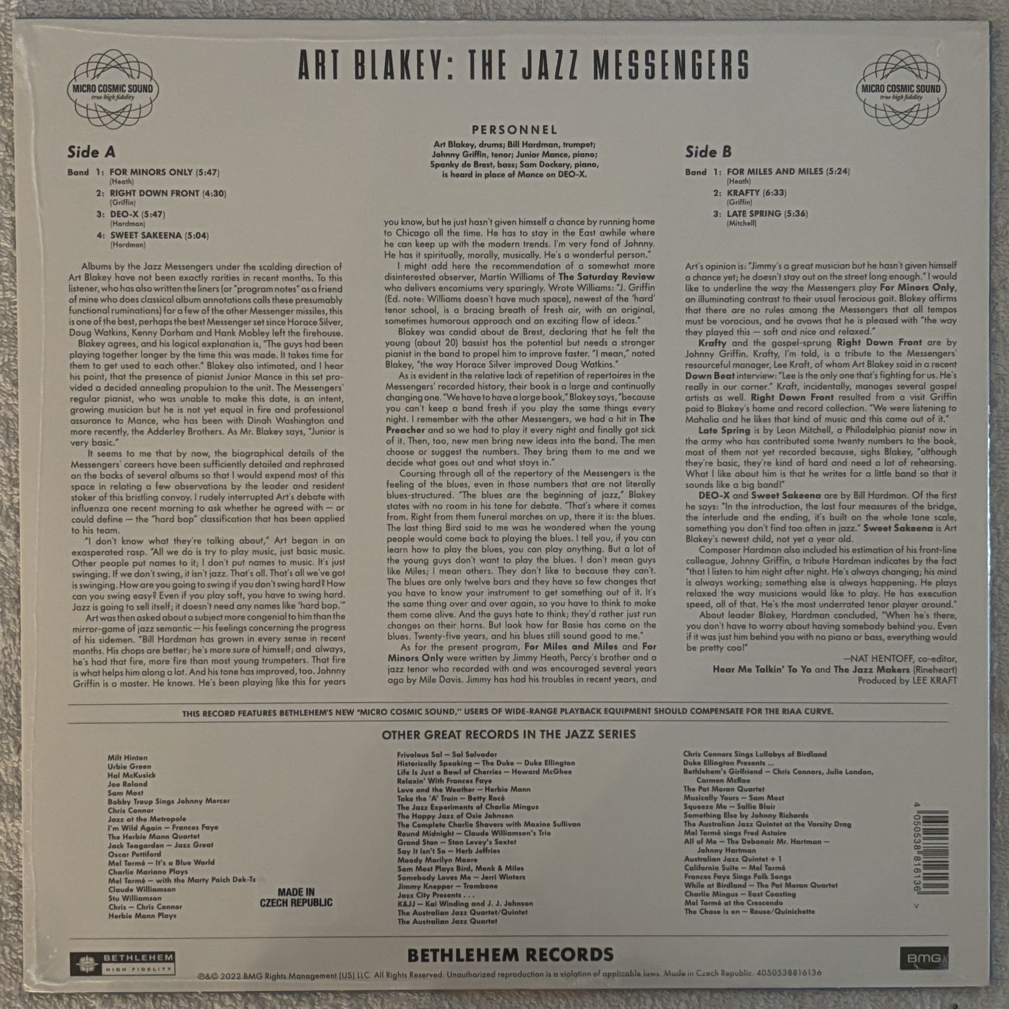 Omslagsbild för skivan ART BLAKEYS JAZZ MESSENGERS Hard Drive LP Bethlehem Records 538816131