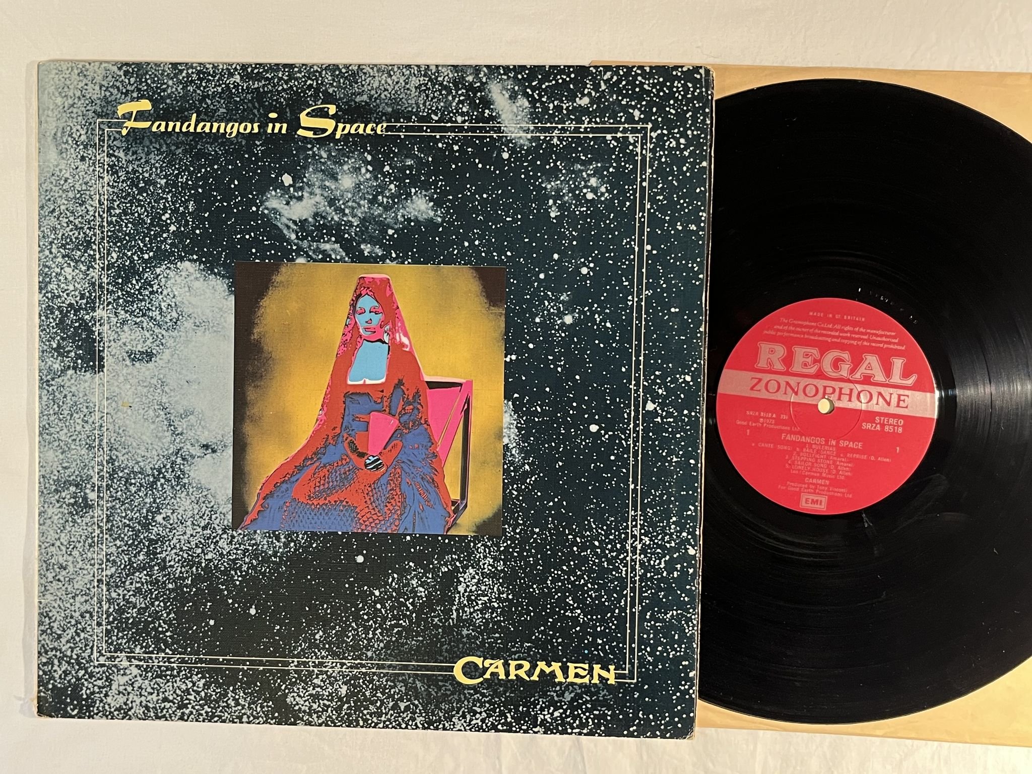 Omslagsbild för skivan CARMEN Fandangos In Space LP -73 UK Regal Zonophone – SRZA 8518