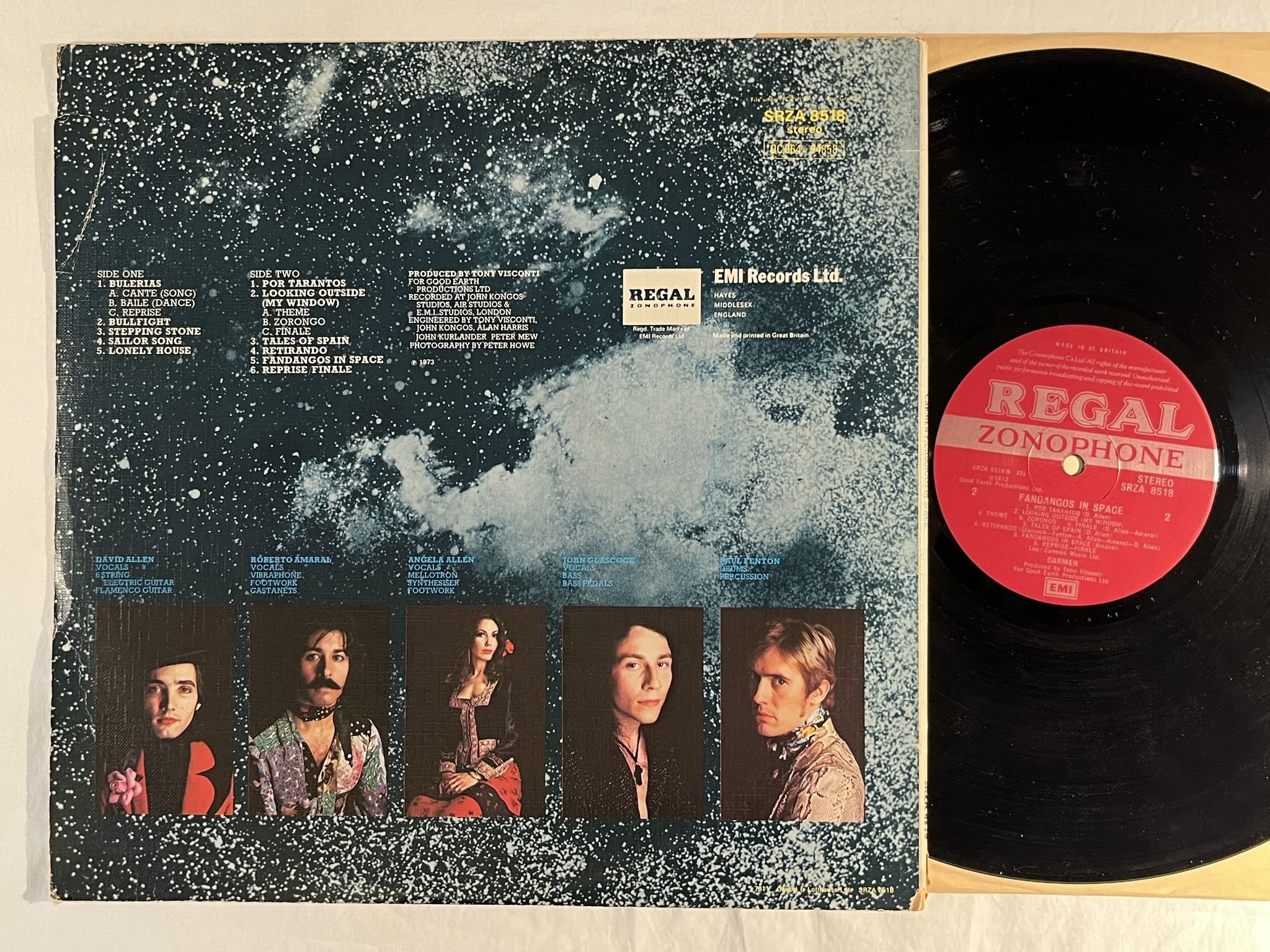 Omslagsbild för skivan CARMEN Fandangos In Space LP -73 UK Regal Zonophone – SRZA 8518