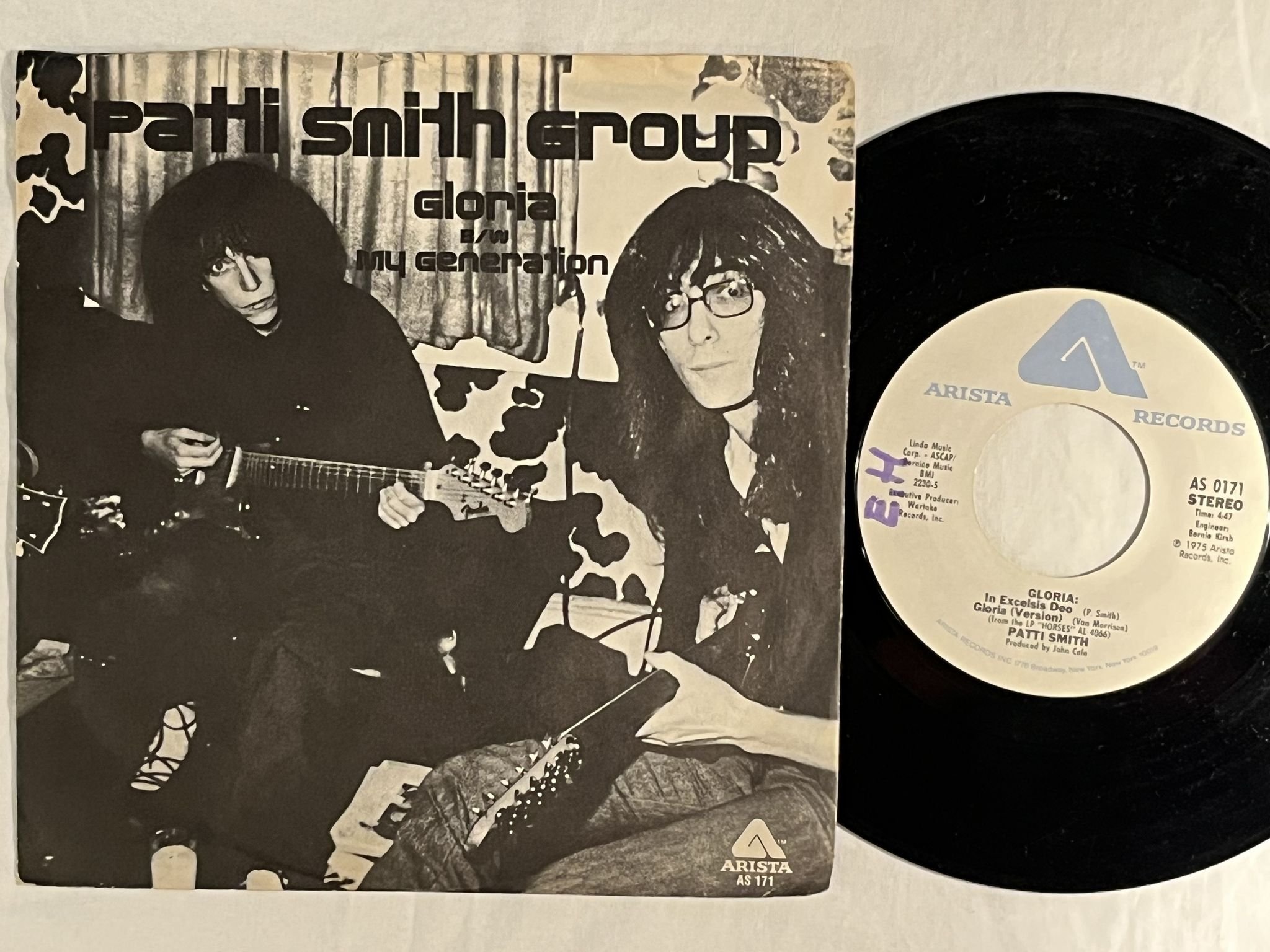 Omslagsbild för skivan PATTI SMITH GROUP Gloria / My Generation 7" -75 US ARISTA AS 0171