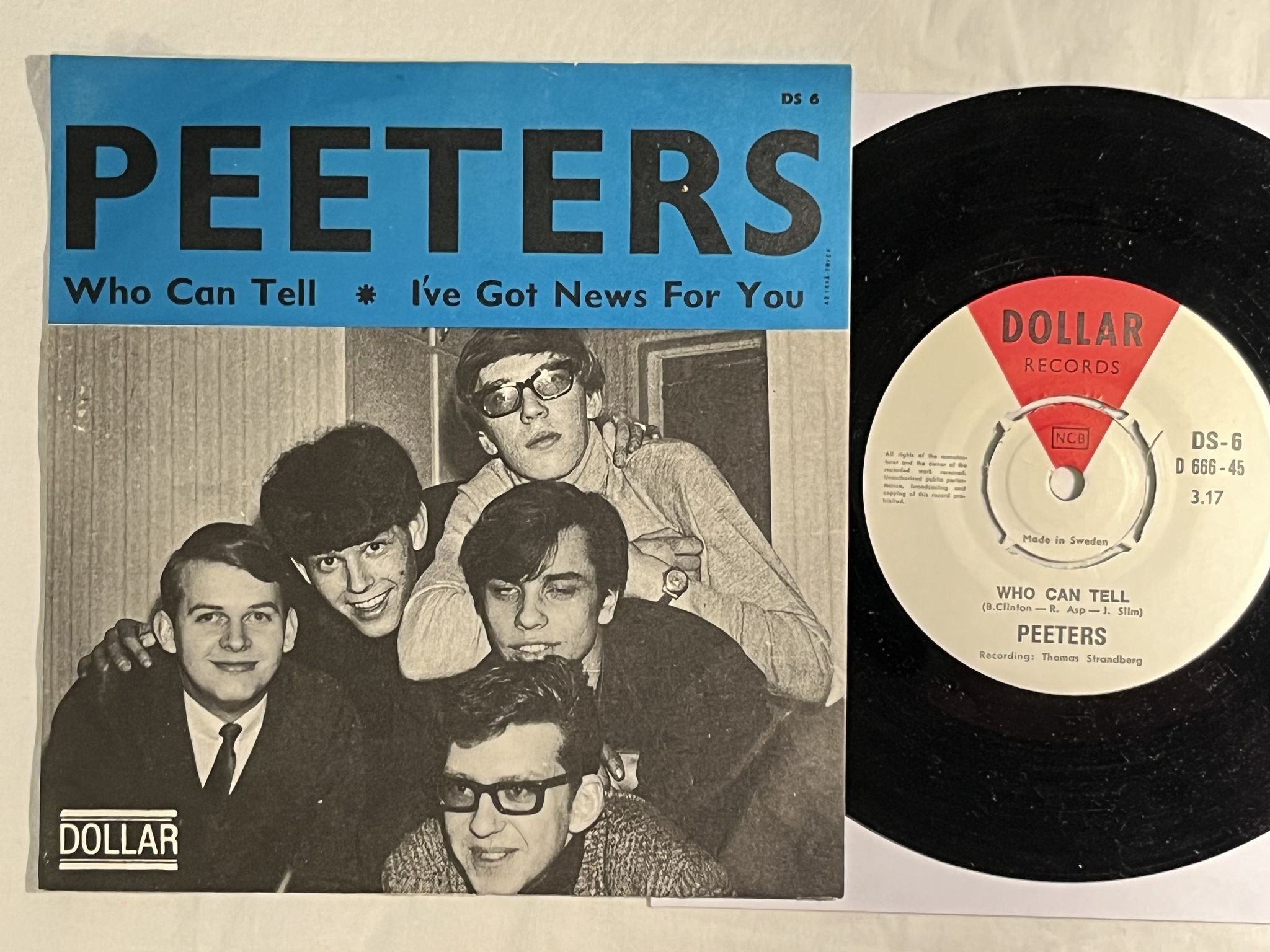 Omslagsbild för skivan PEETERS who can tell 7" -66 Swe DOLAR RECORDS DS 6 *** SWE BEAT ***