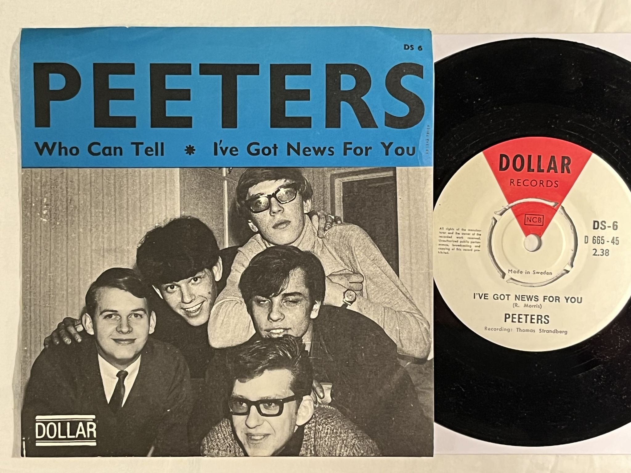 Omslagsbild för skivan PEETERS who can tell 7" -66 Swe DOLAR RECORDS DS 6 *** SWE BEAT ***