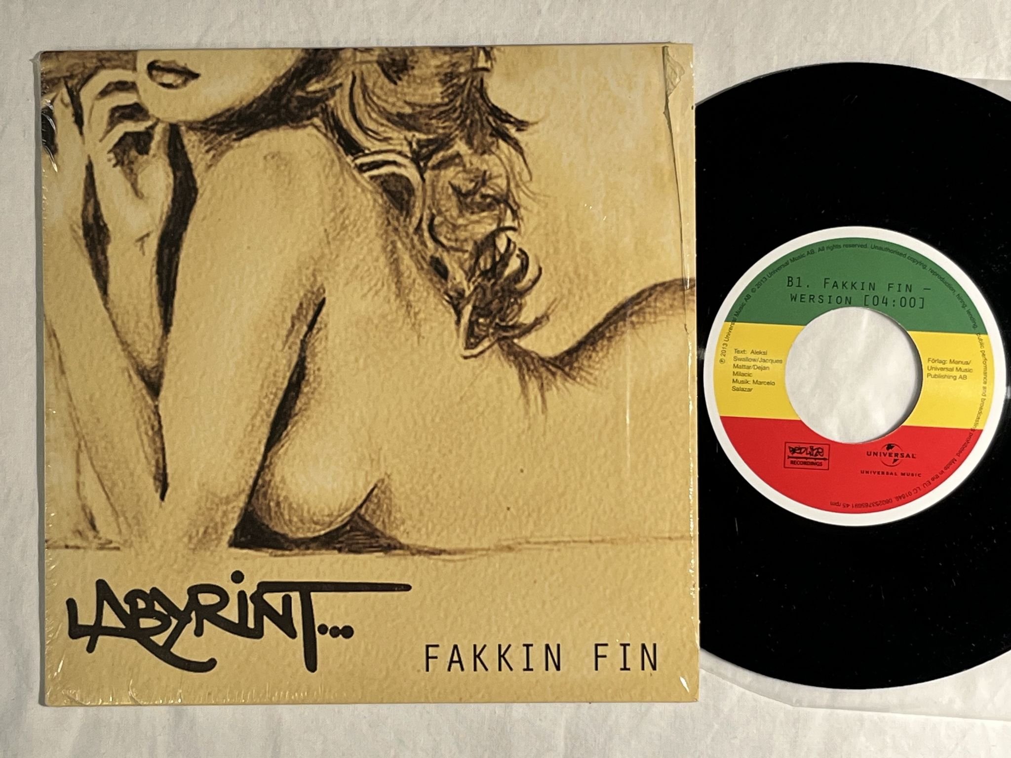 Omslagsbild för skivan LABYRINT fakkin fin 7" 2014 RED LINE