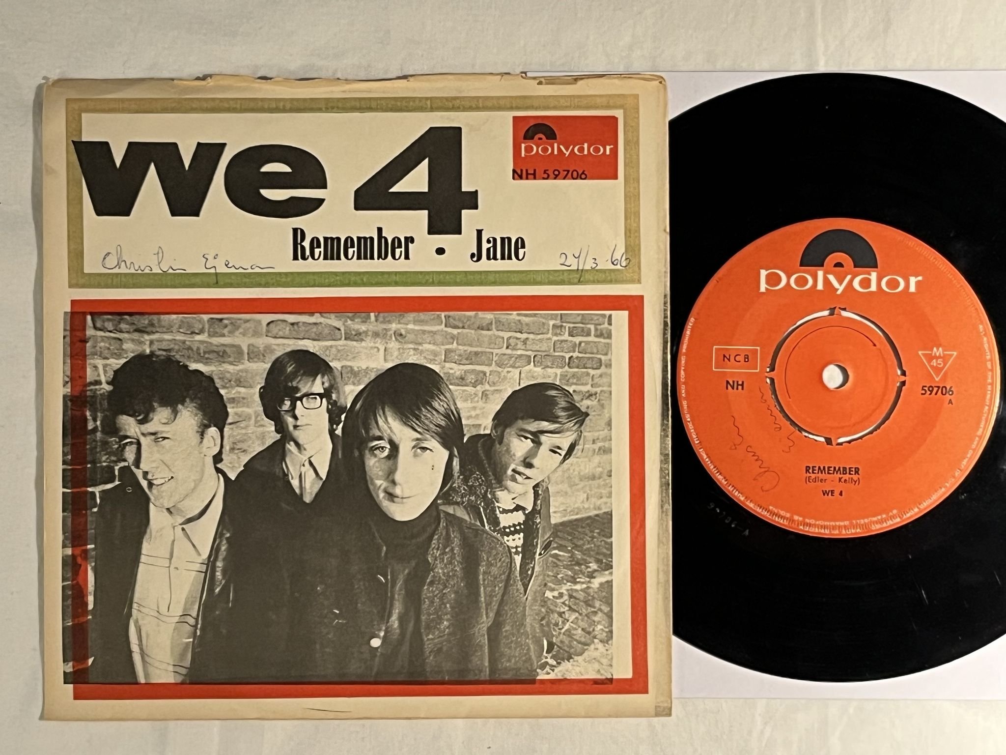 Omslagsbild för skivan WE4 remember 7" -65 Swe POLYDOR NH 59706