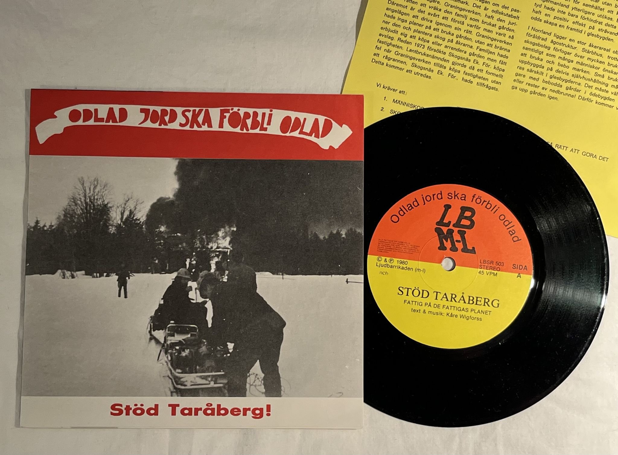 Omslagsbild för skivan SKOGNÄSKOLLEKTIVET odlad jord ska förbli odlad 7" -80 LJUDBARRIKADEN LBSR 503