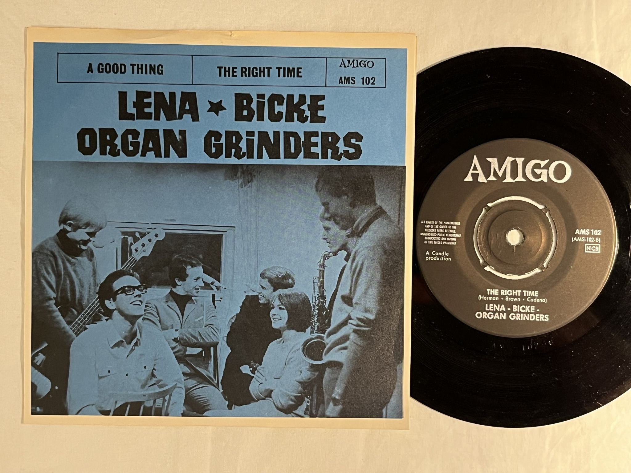 Omslagsbild för skivan LENA - BICKE - ORGAN GRINDERS A Good Thing 7" -66 Swe AMIGO AMS 102 ** RARE **