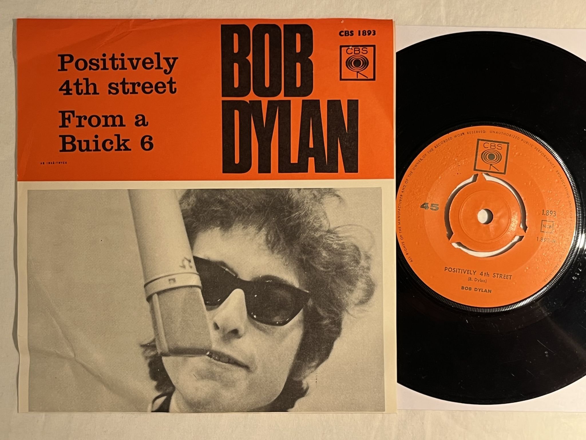 Omslagsbild för skivan BOB DYLAN positively 4th street 7" -65 Swe CBS 1.893